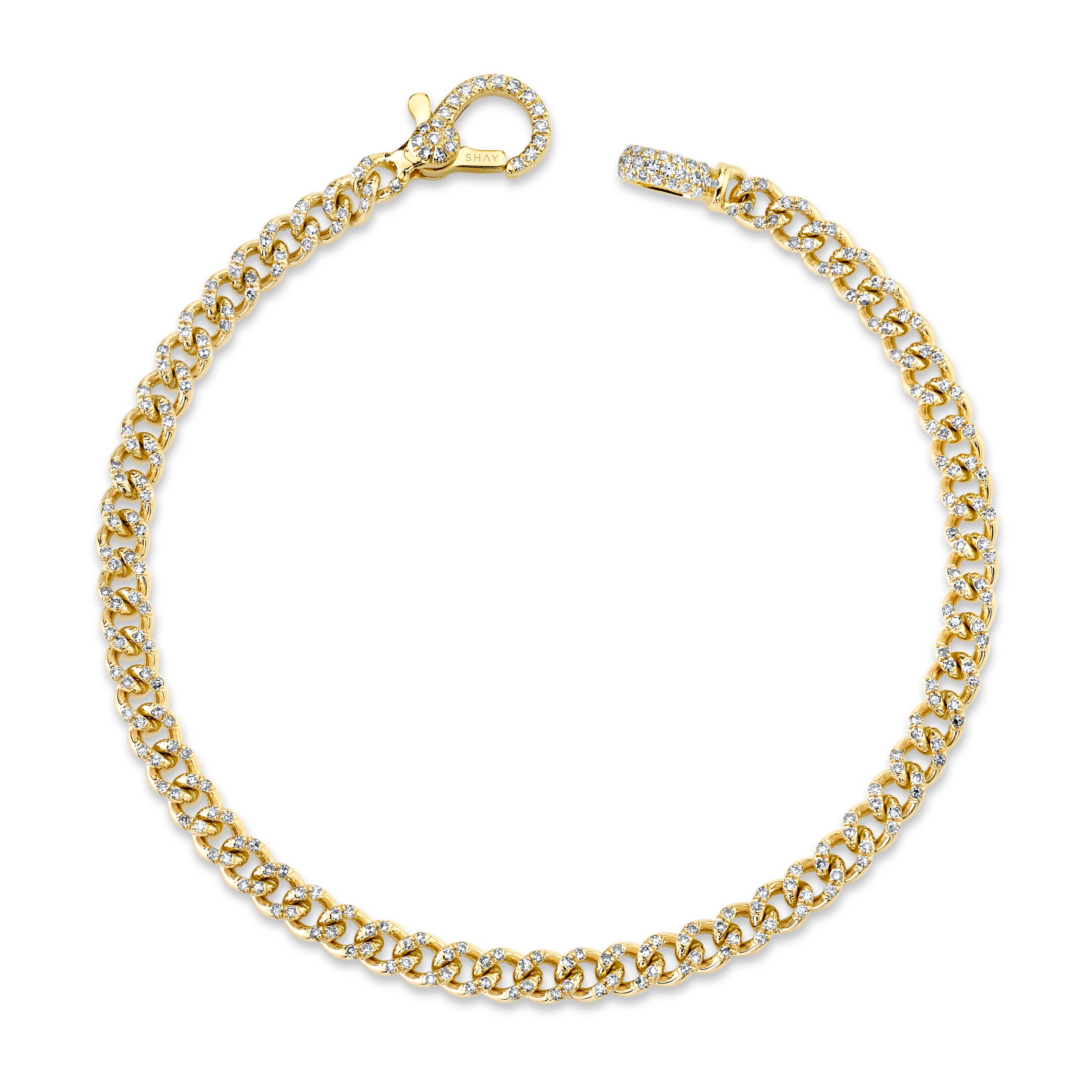 SHAY Diamond Pave Baby Link Bracelet, 1ct, 18k gold, detail view