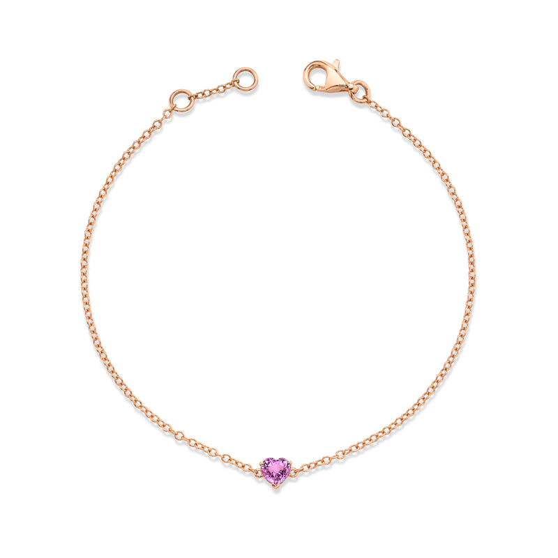 PINK SAPPHIRE BABY HEART ANKLET