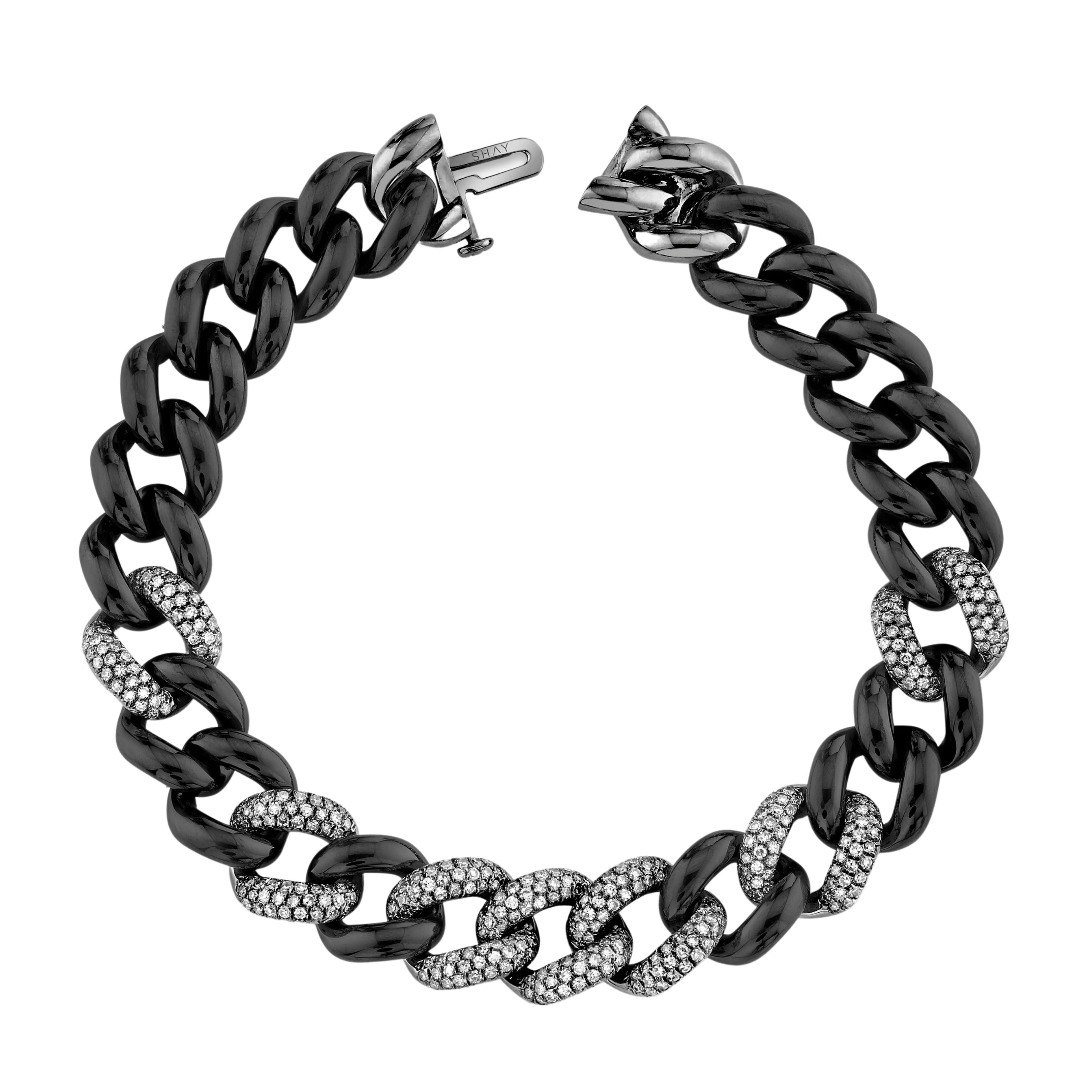 BLACK CERAMIC PAVE ESSENTIAL LINK BRACELET