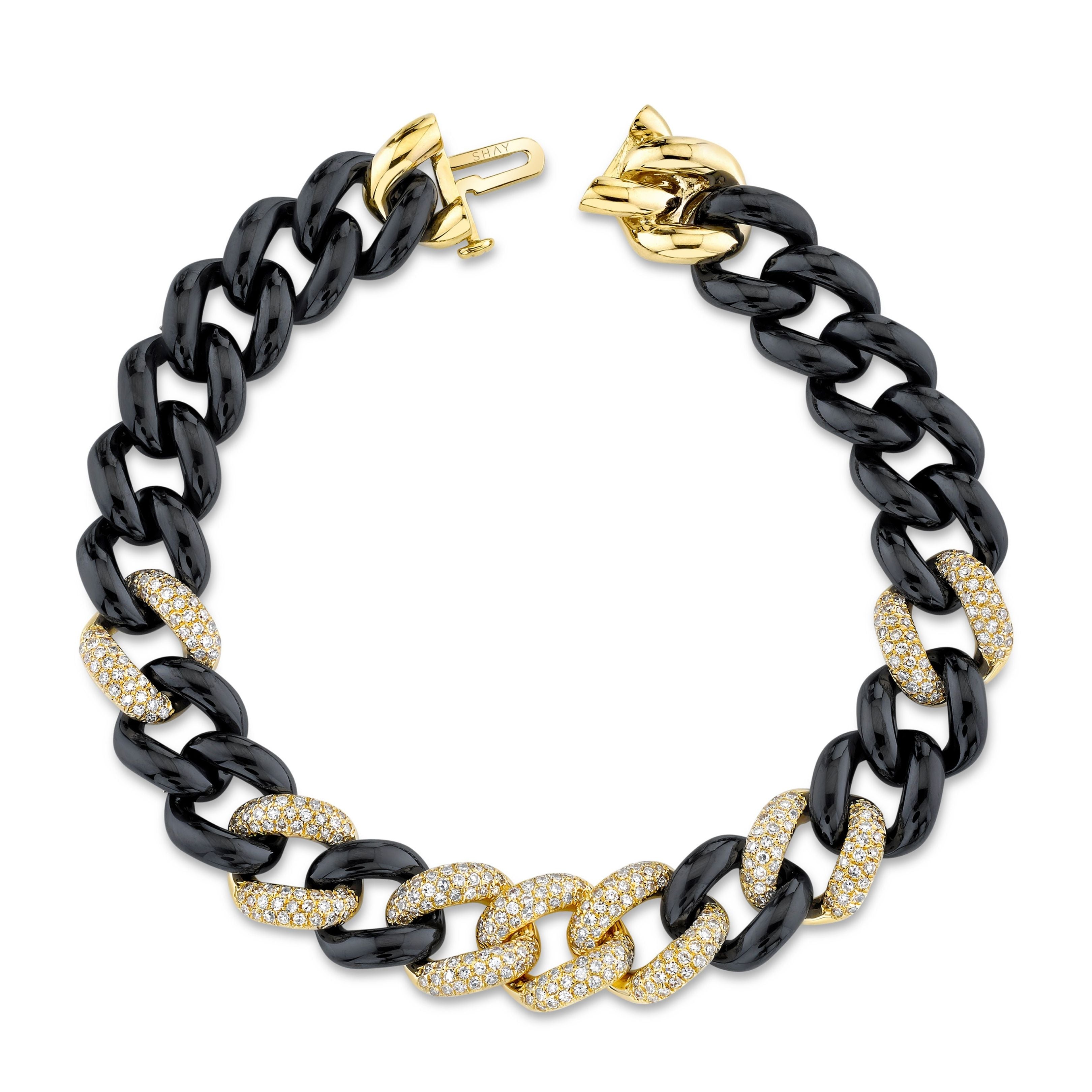 BLACK CERAMIC PAVE ESSENTIAL LINK BRACELET