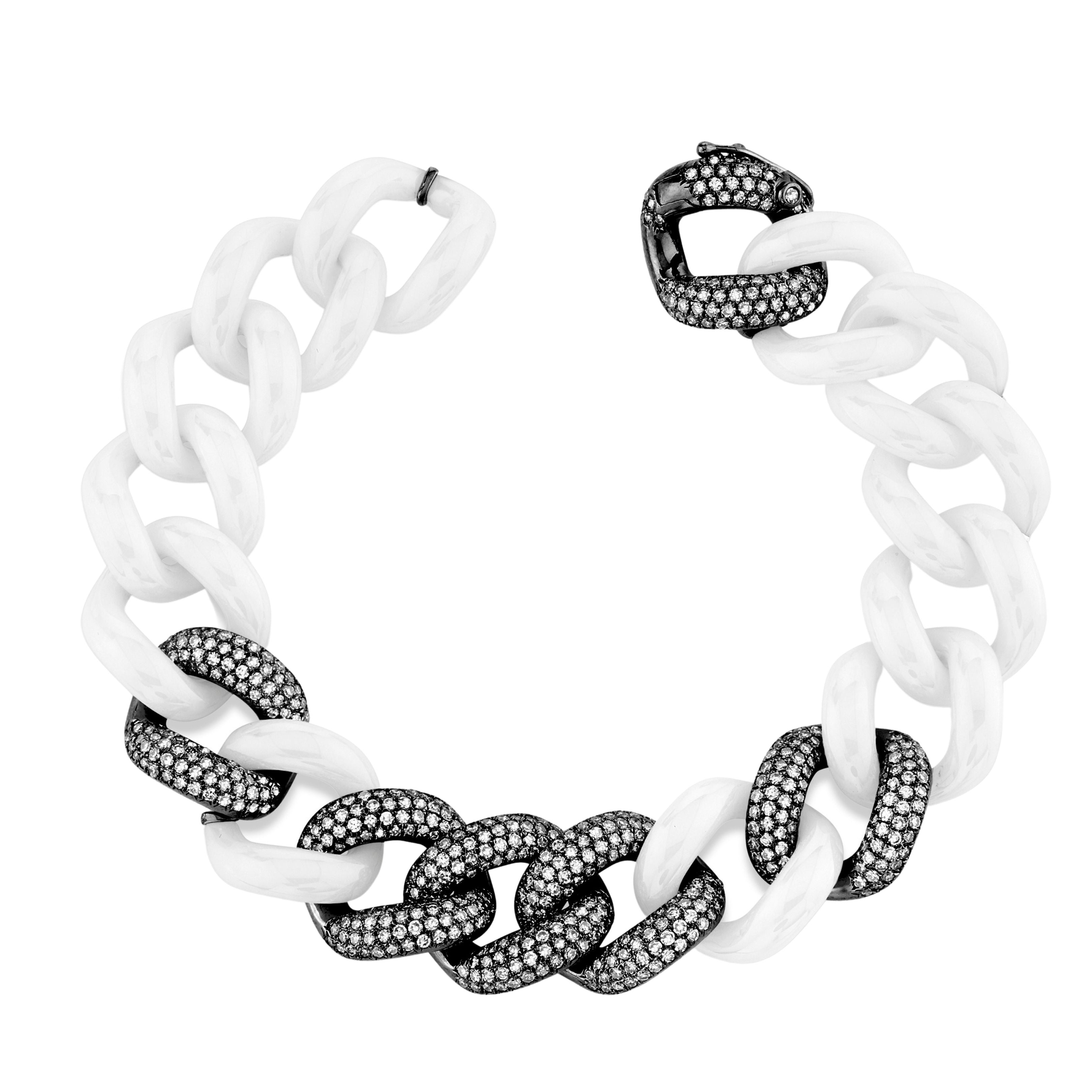 WHITE CERAMIC PAVE JUMBO LINK BRACELET