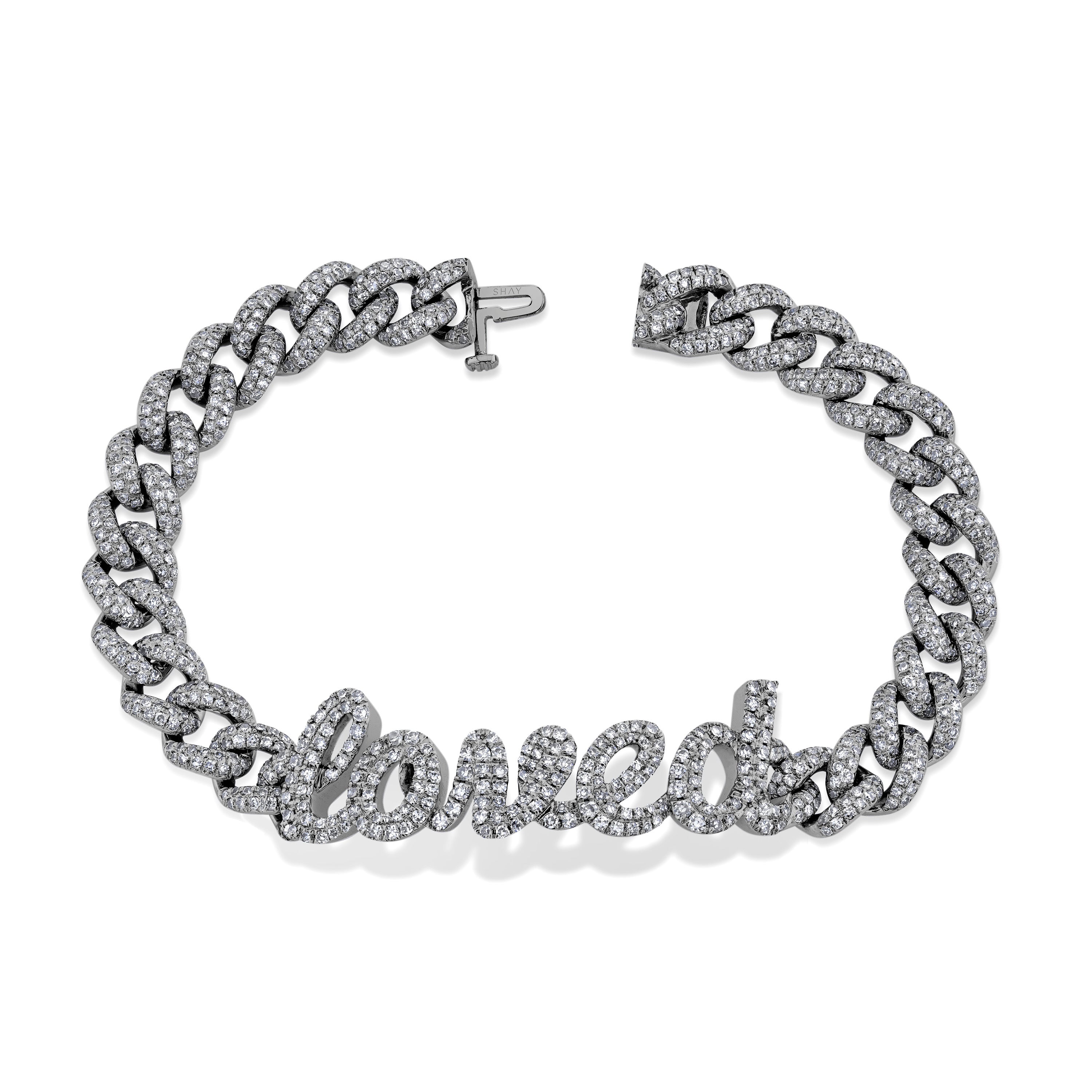 DIAMOND PAVE 5 LETTER MEDIUM LINK BRACELET