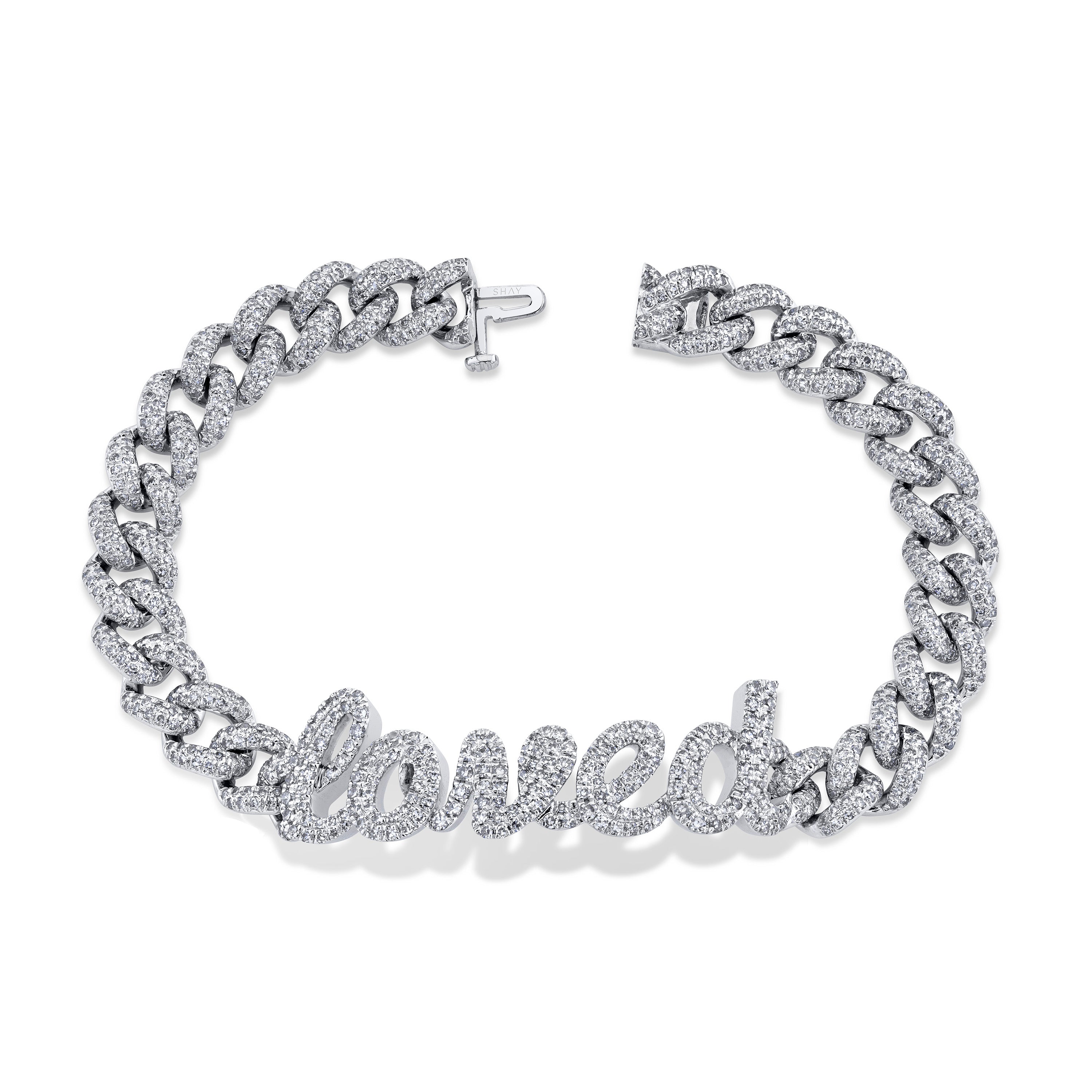 DIAMOND PAVE 5 LETTER MEDIUM LINK BRACELET