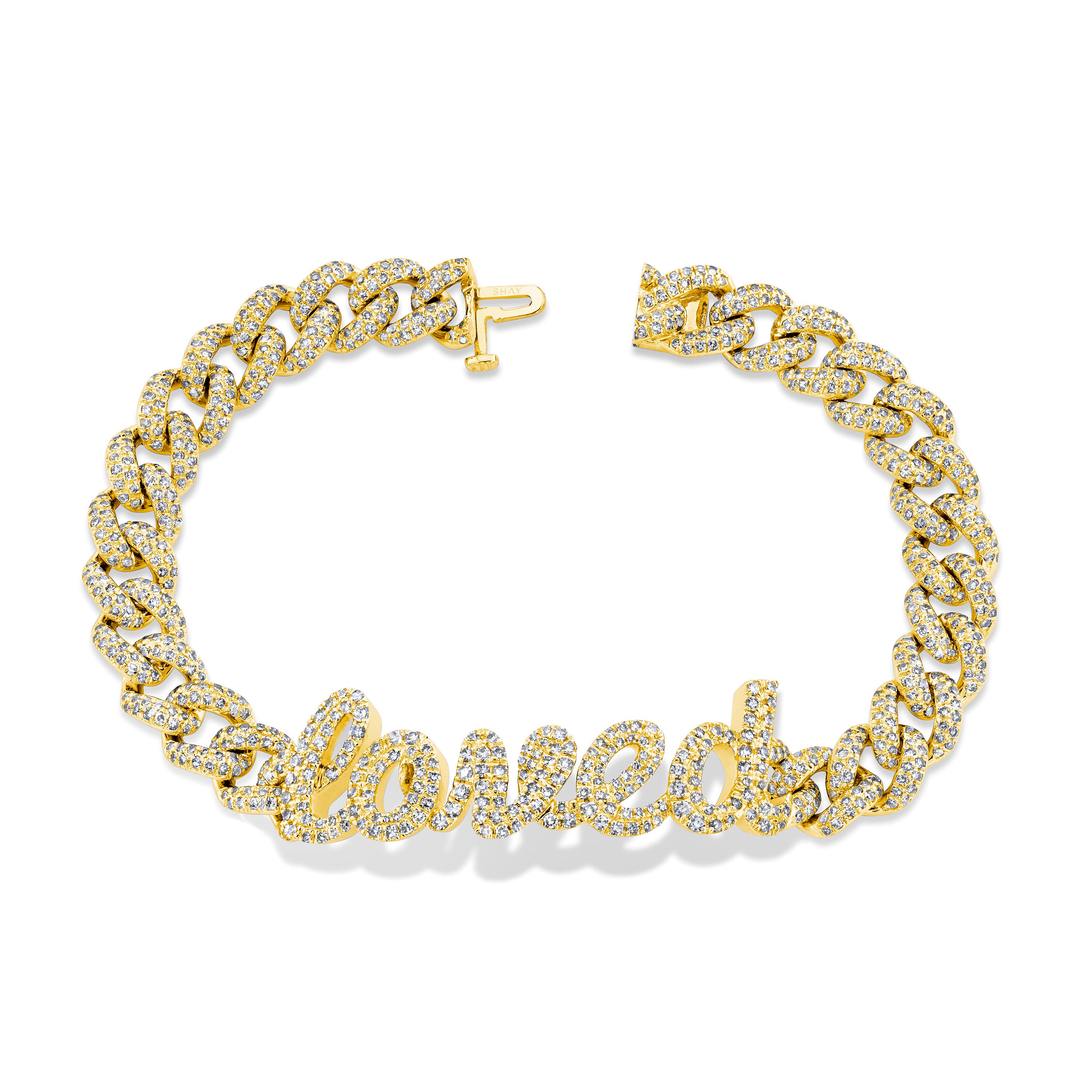 DIAMOND PAVE 5 LETTER MEDIUM LINK BRACELET