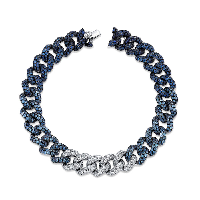 READY TO SHIP BLUE SAPPHIRE OMBRE PAVE ESSENTIAL LINK BRACELET
