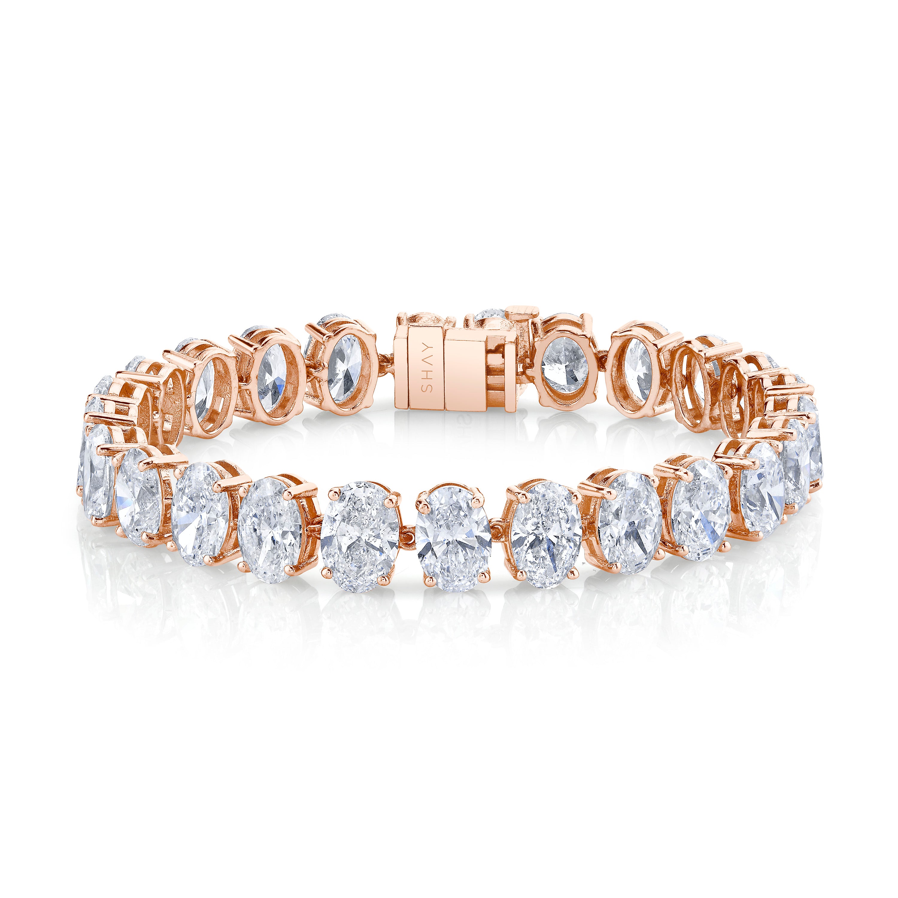 SHAY Diamond Oval Tennis Bracelet, 30ct, 18k gold, additional view