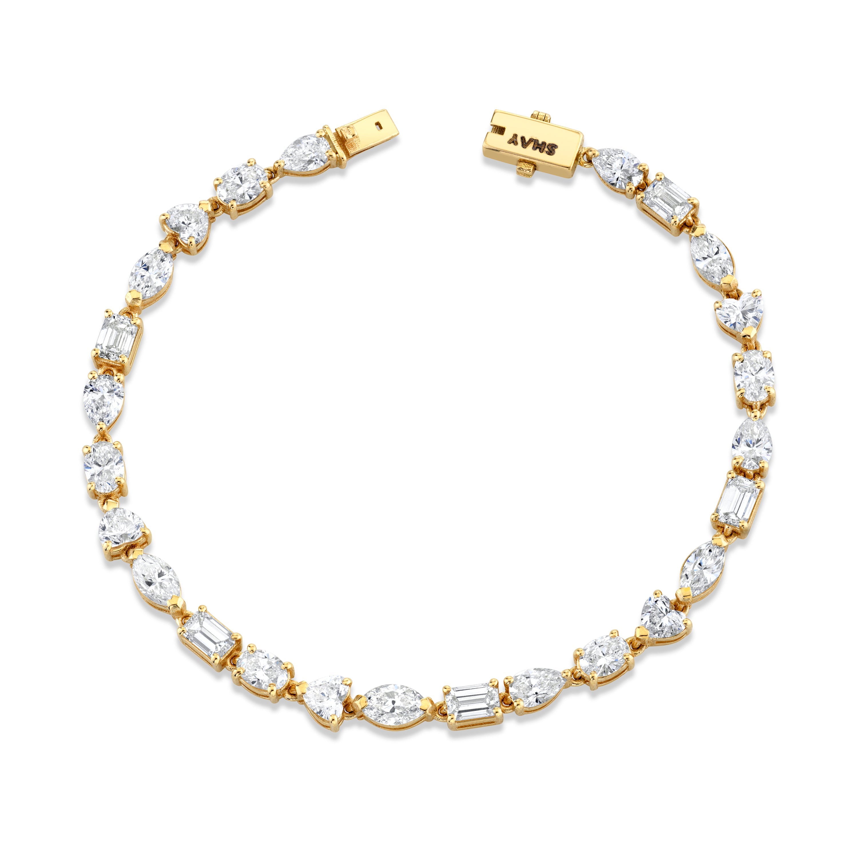 SHAY Ready to Ship Mixed Diamond Tennis Bracelet Classic, 18k gold, detail view
