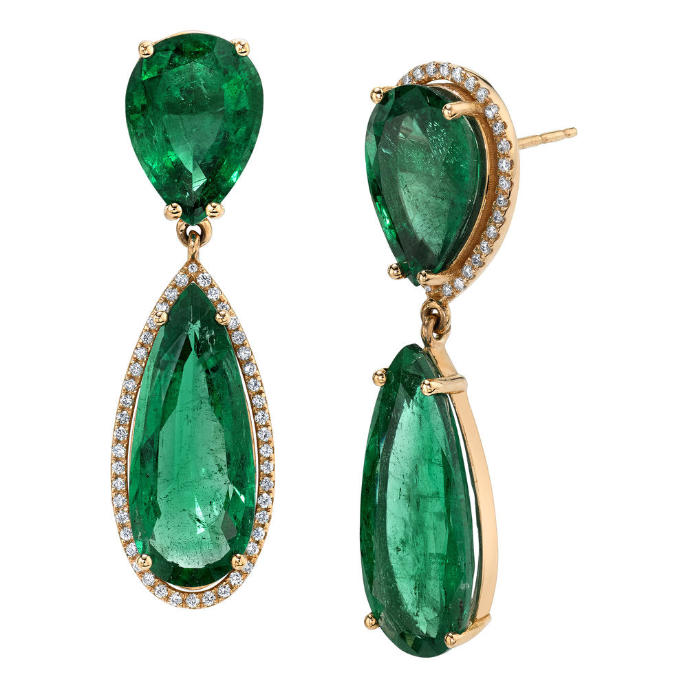 Emerald Jewelry Set Emerald Green Crystal Earrings and -  Israel