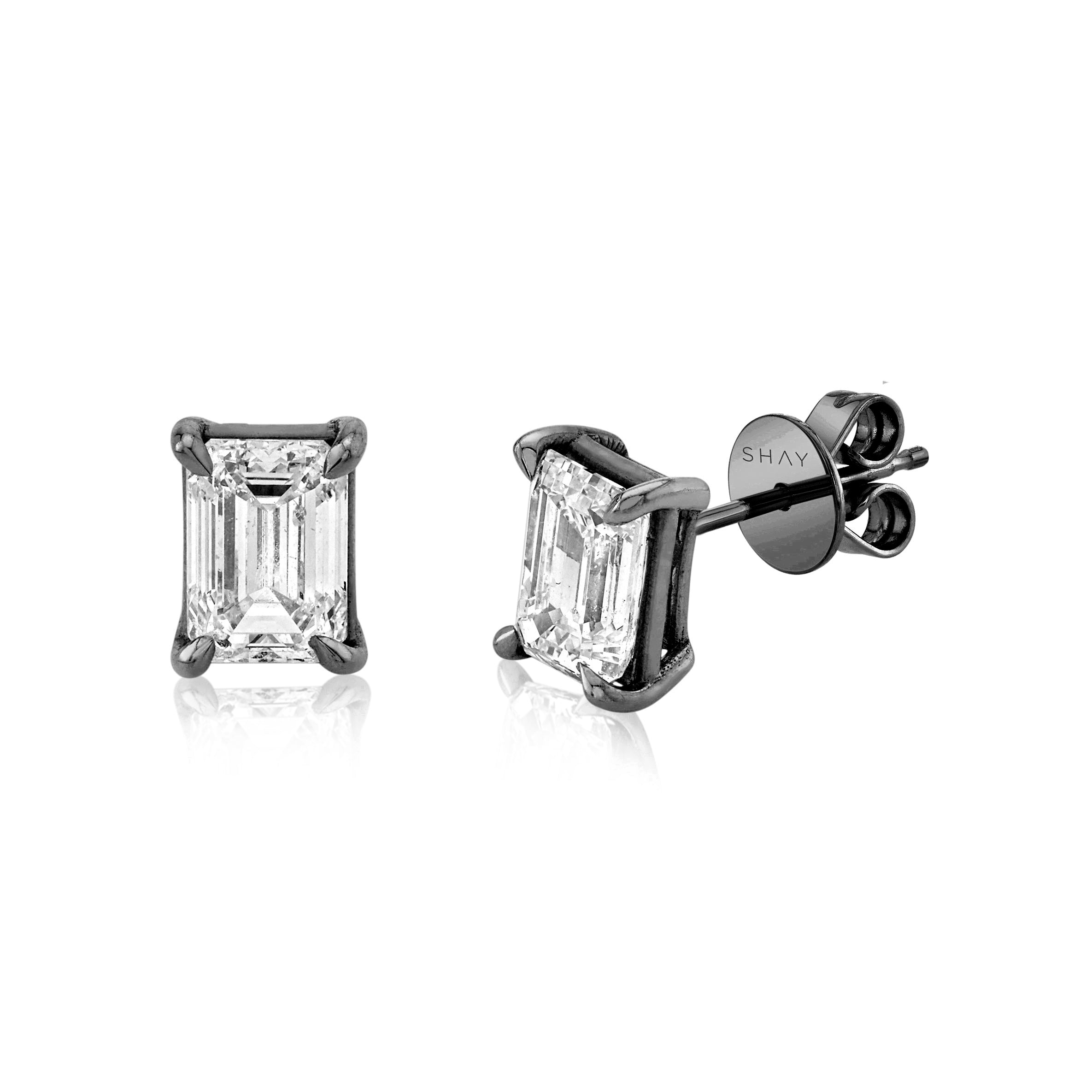 SHAY Diamond Emerald Cut Studs, 2.2ct, 18k gold, additional view 2