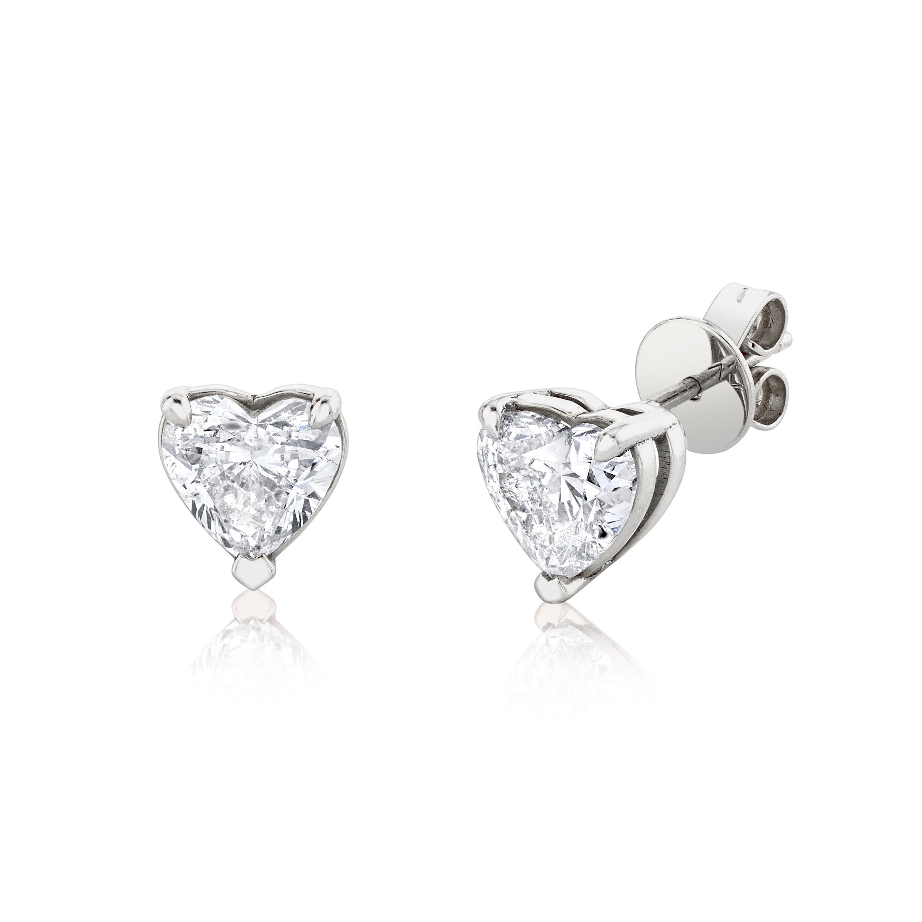 SHAY Diamond Heart Studs, 2.03ct, 18k gold, detail view