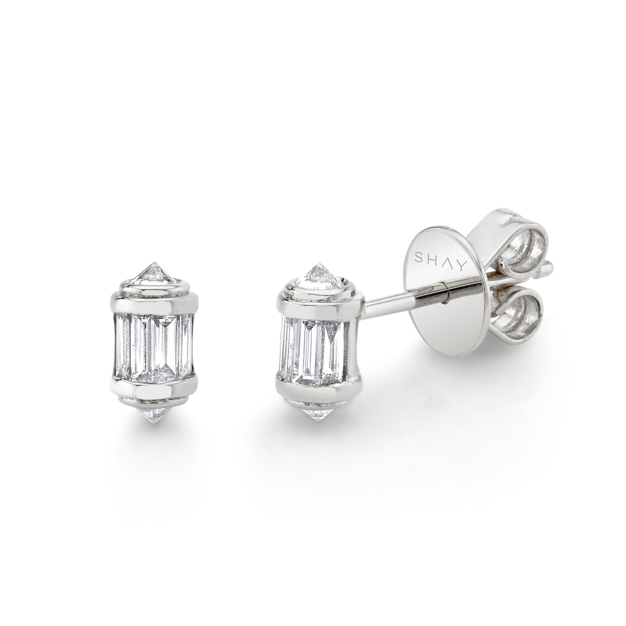 SHAY Ready to Ship Diamond Ripple Studs, 18k gold, side view