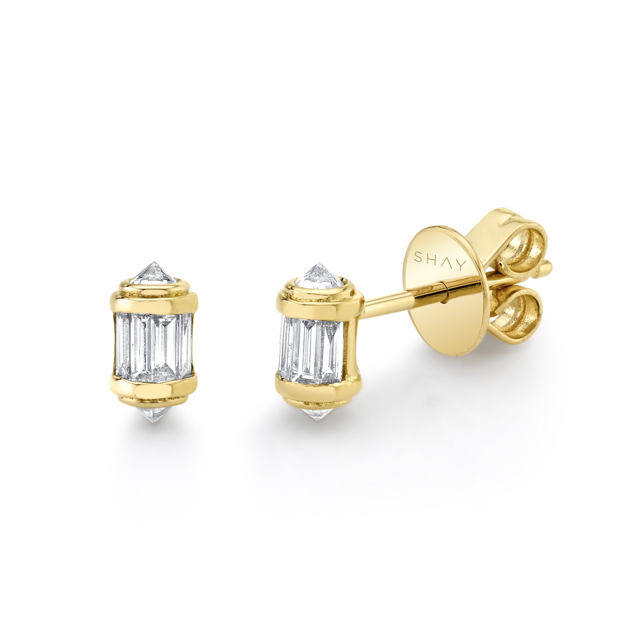 SHAY Ready to Ship Diamond Ripple Studs, 18k gold, detail view