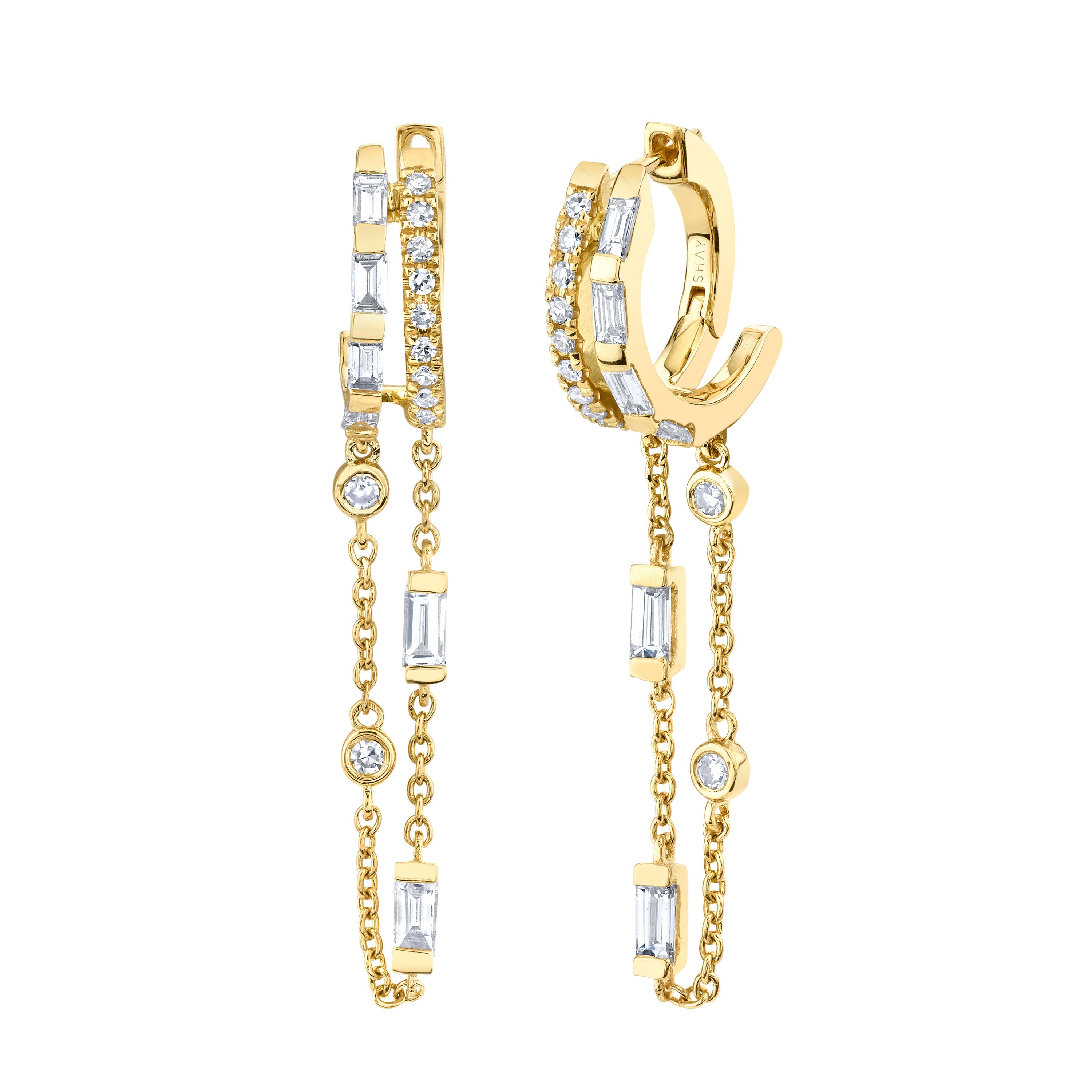 SHAY Diamond Double Fringe Huggies, 1.25ct, 18k gold, additional view