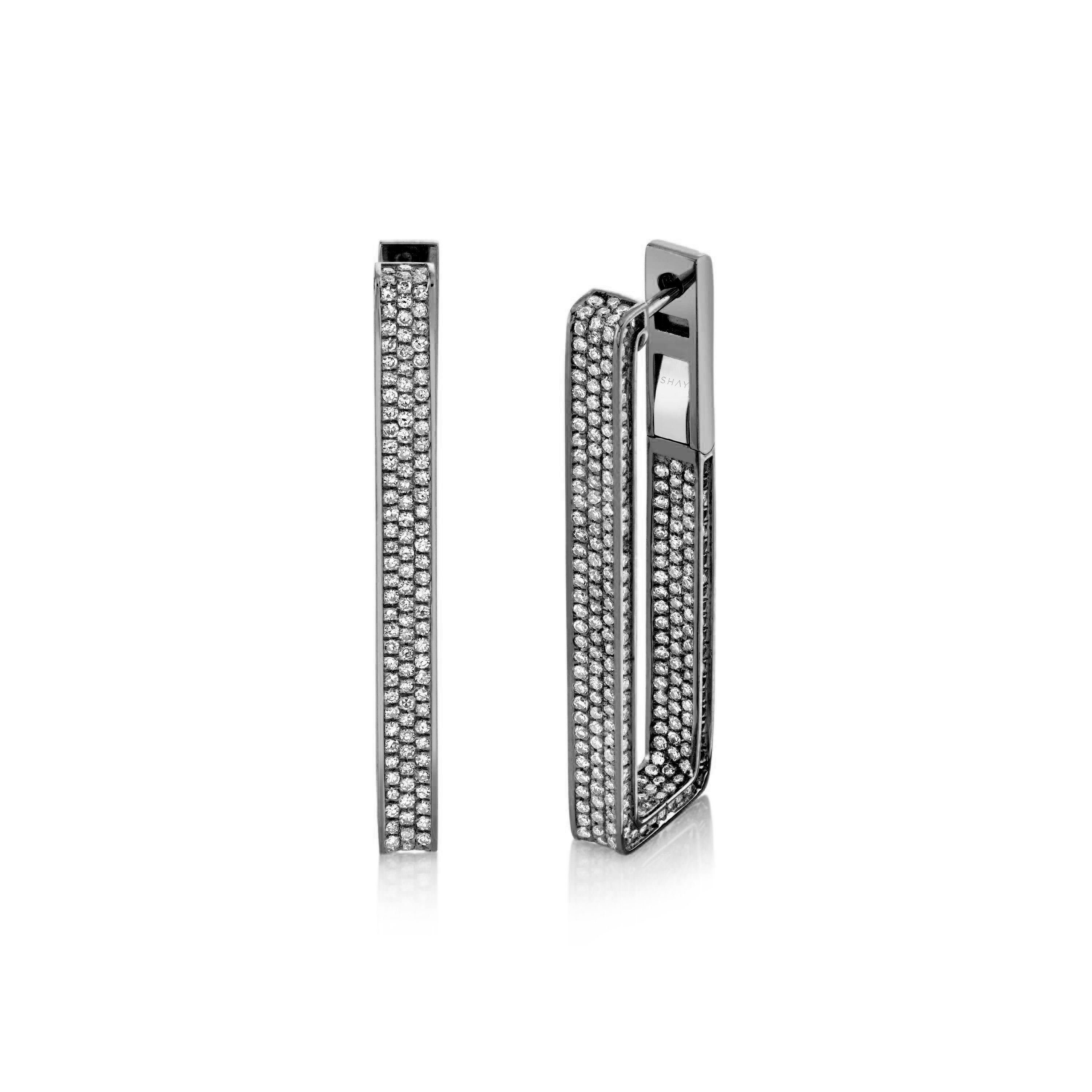 DIAMOND ELONGATED DECO LINK EARRINGS