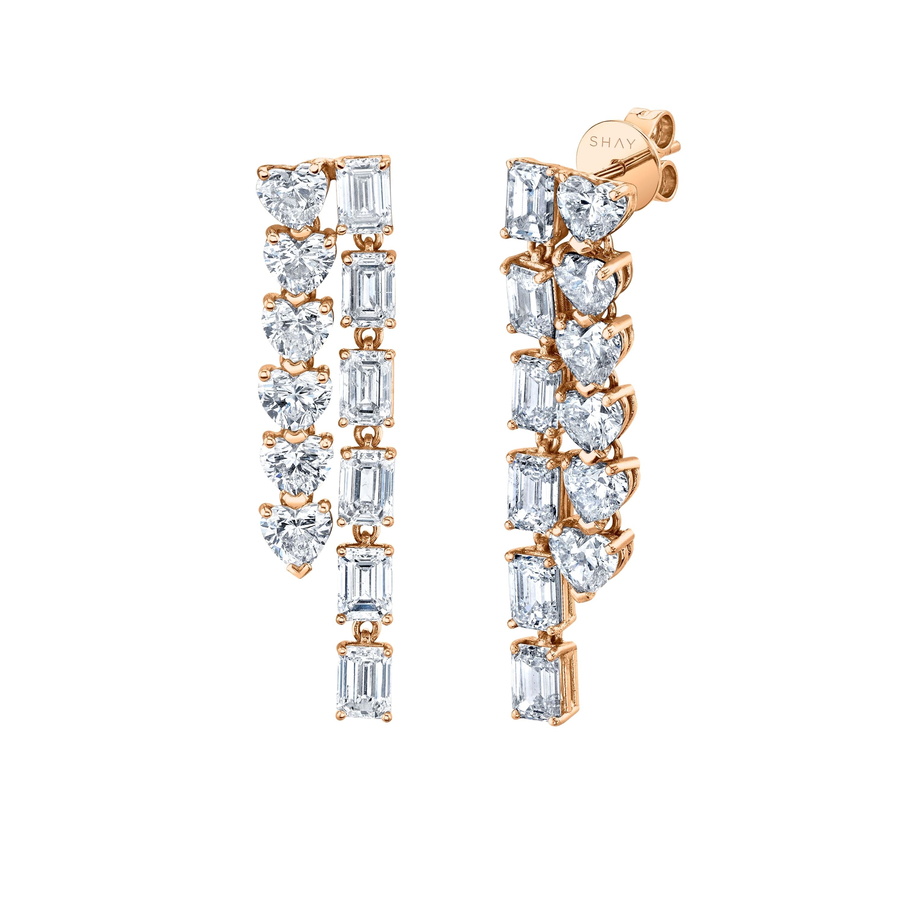 SHAY Diamond Waterfall Earrings, 7.09ct, 18k gold, side view