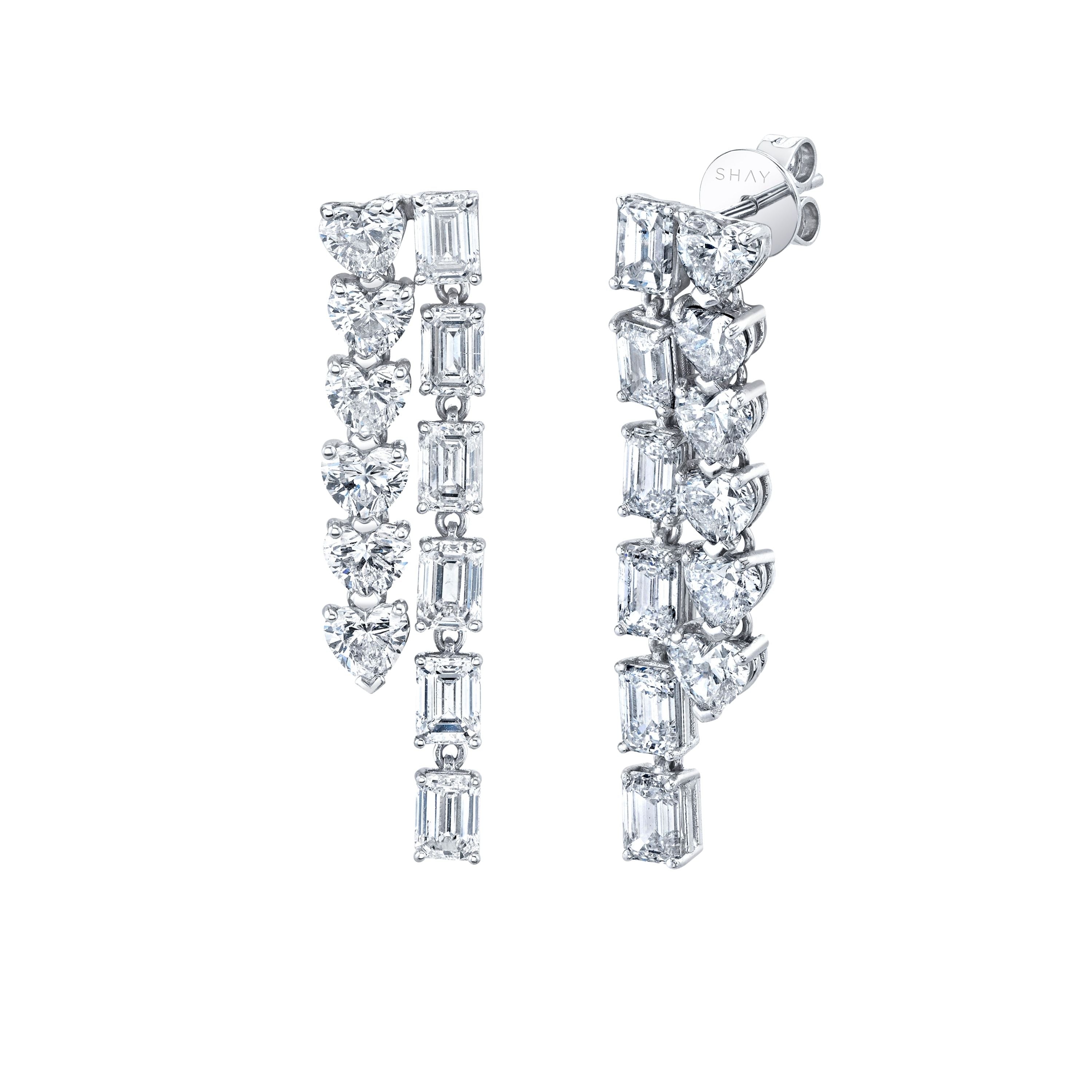 SHAY Diamond Waterfall Earrings, 7.09ct, 18k gold, detail view