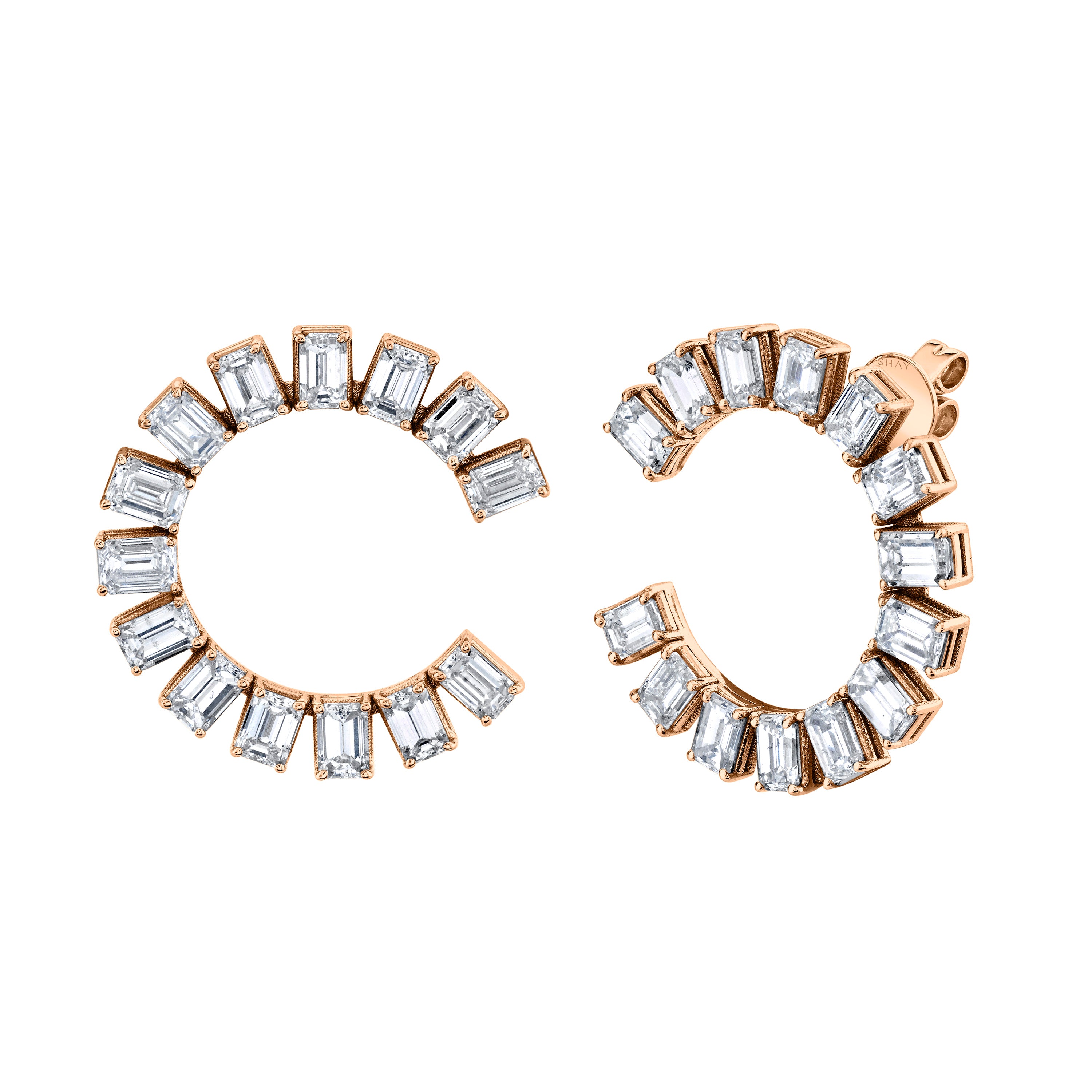 SHAY Diamond Emerald Cut Eternity Earrings, 7.88ct, 18k gold, additional view