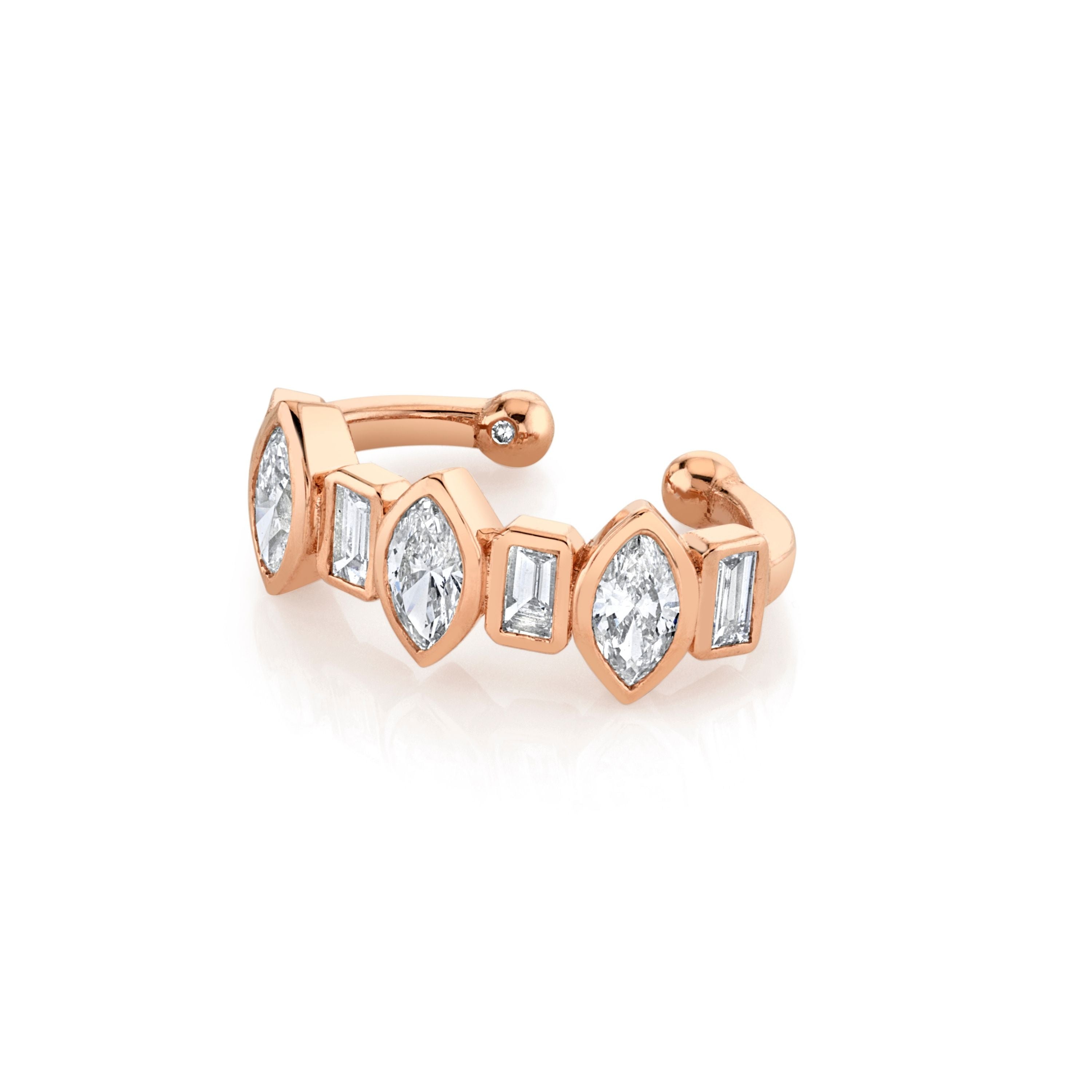 SHAY Ready to Ship Diamond Bezel Ear Cuff, 18k gold, side view