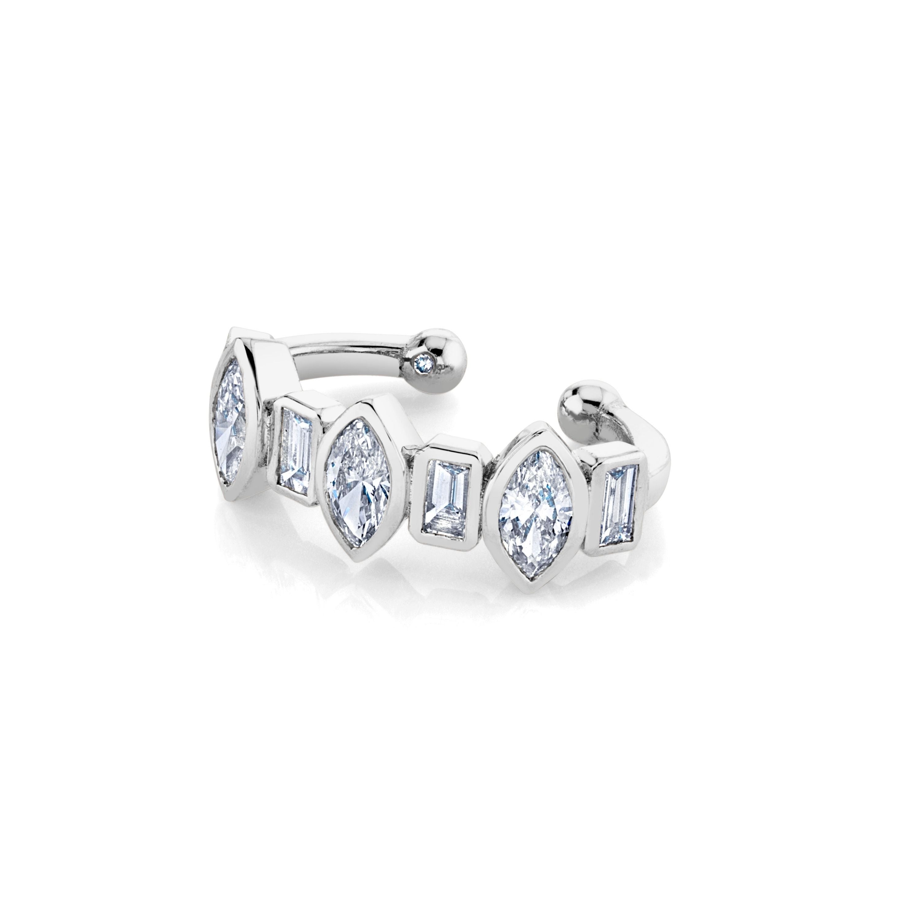 SHAY Ready to Ship Diamond Bezel Ear Cuff, 18k gold, detail view