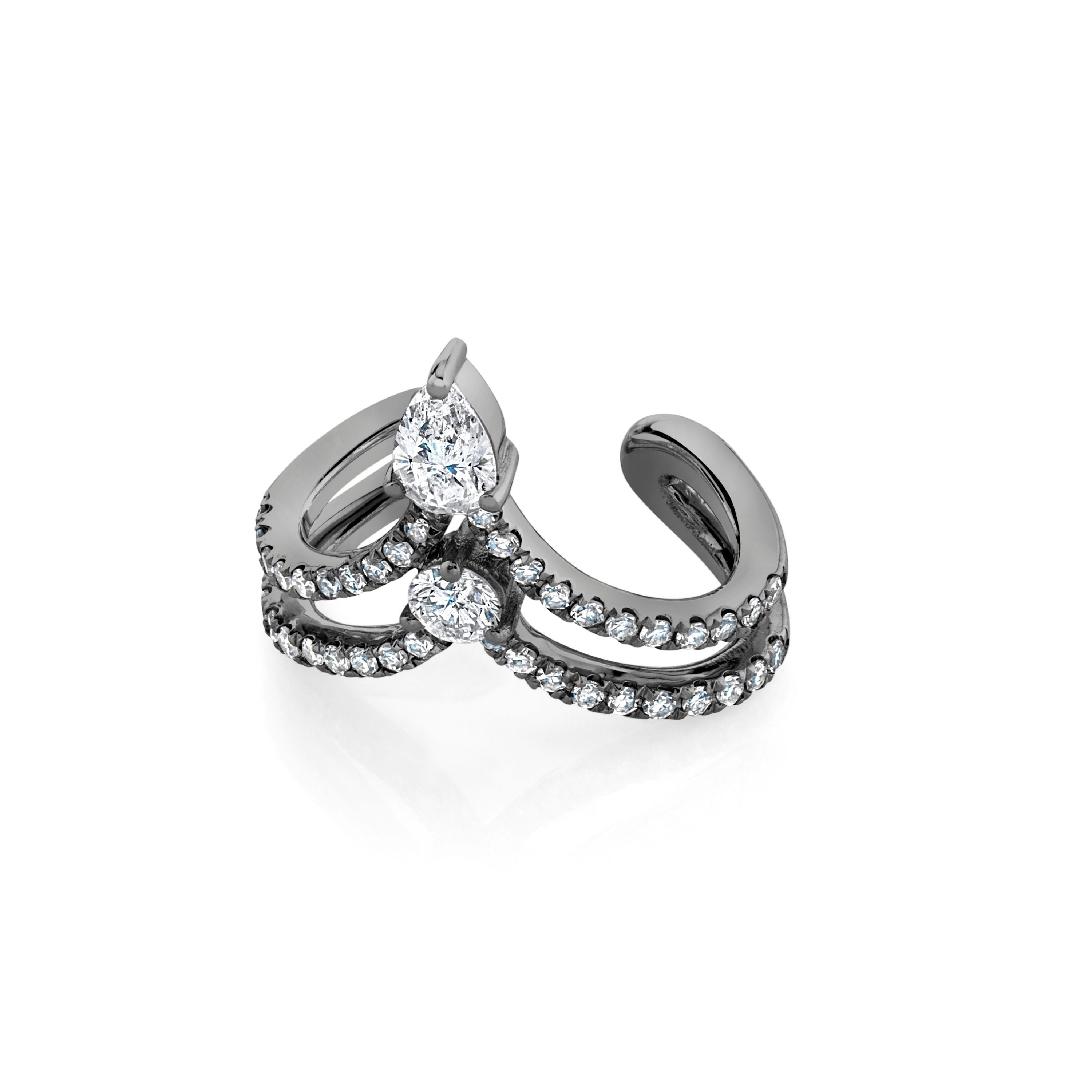 DIAMOND STACKED CHEVRON EAR CUFF