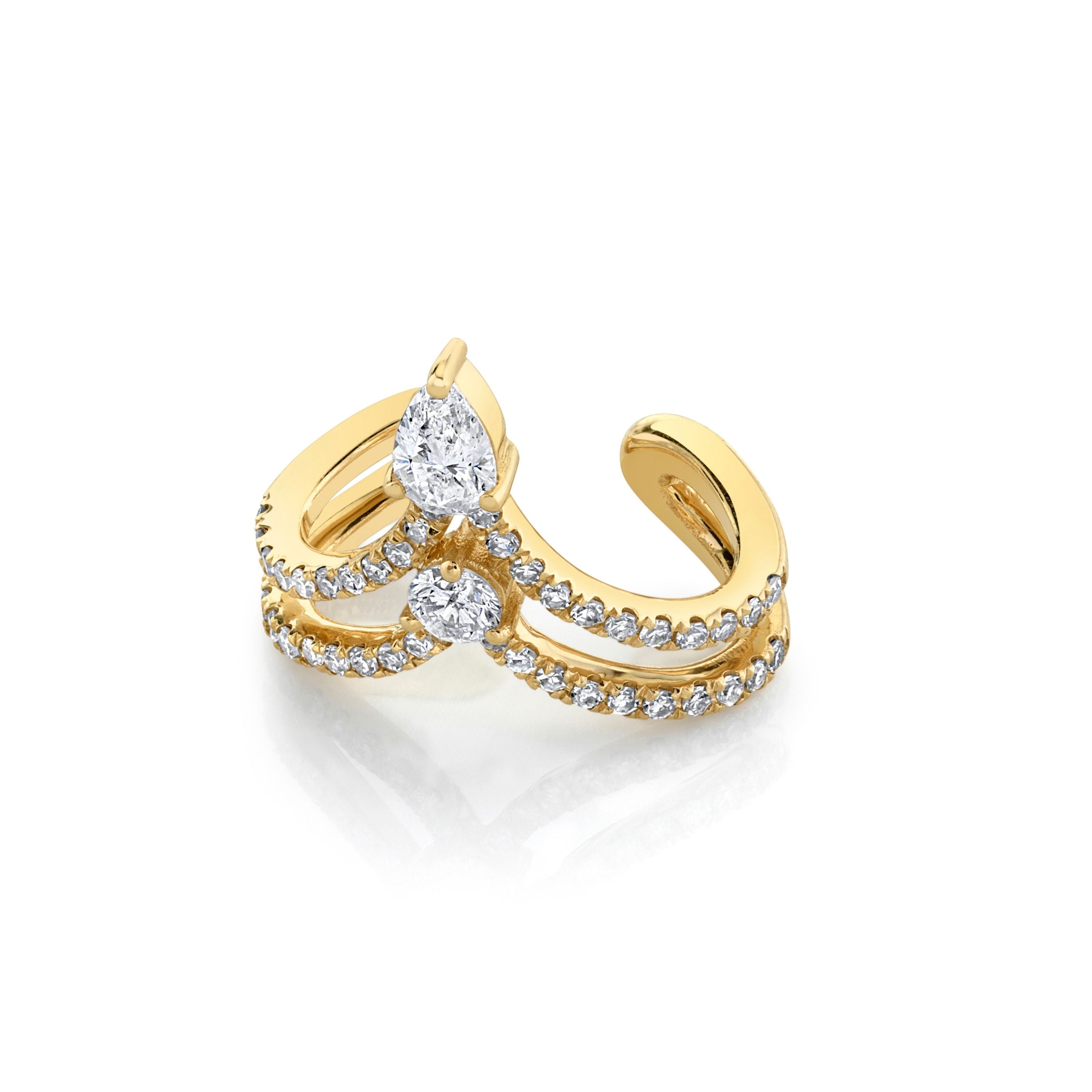 DIAMOND STACKED CHEVRON EAR CUFF