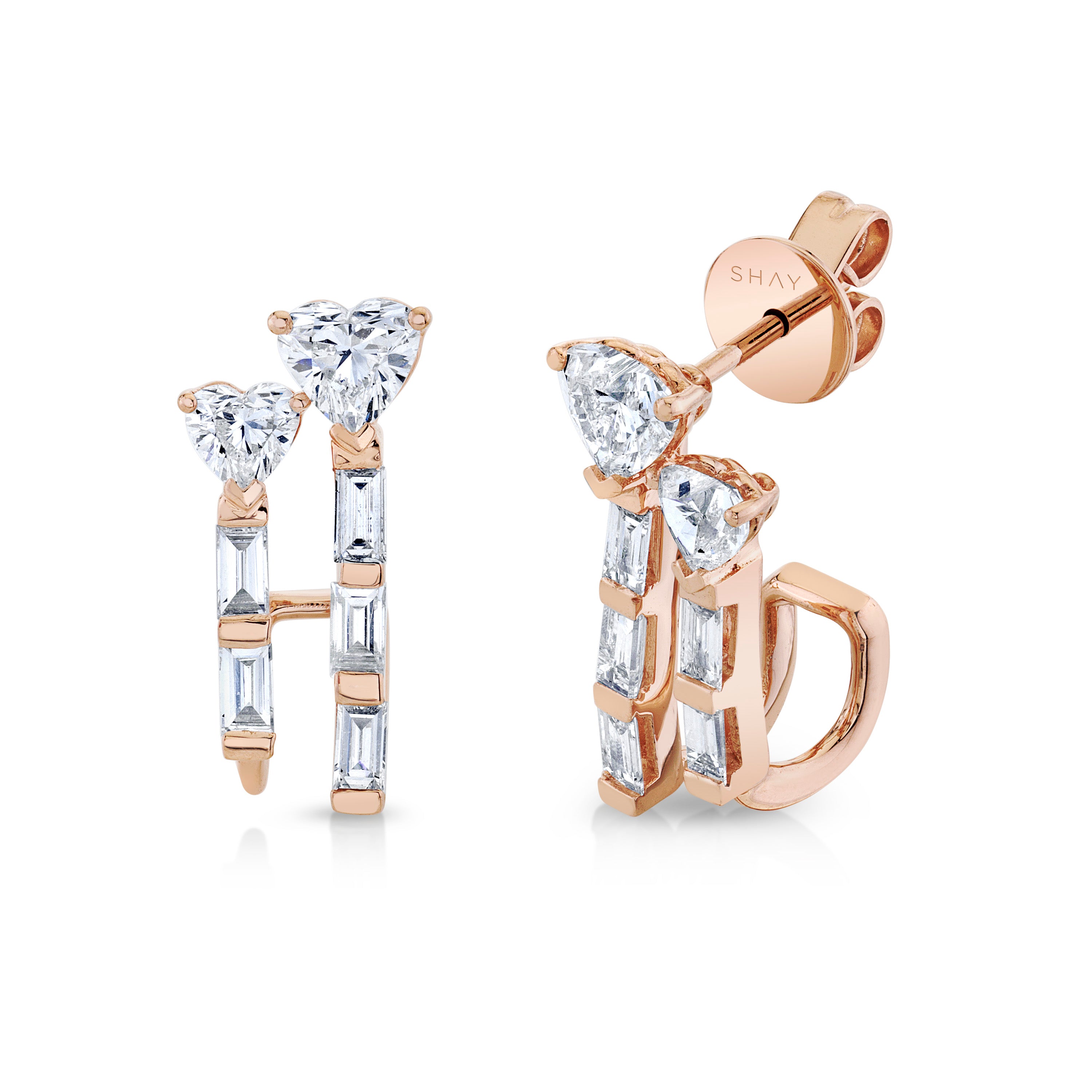 READY TO SHIP DIAMOND DOUBLE HEART STICK STUDS
