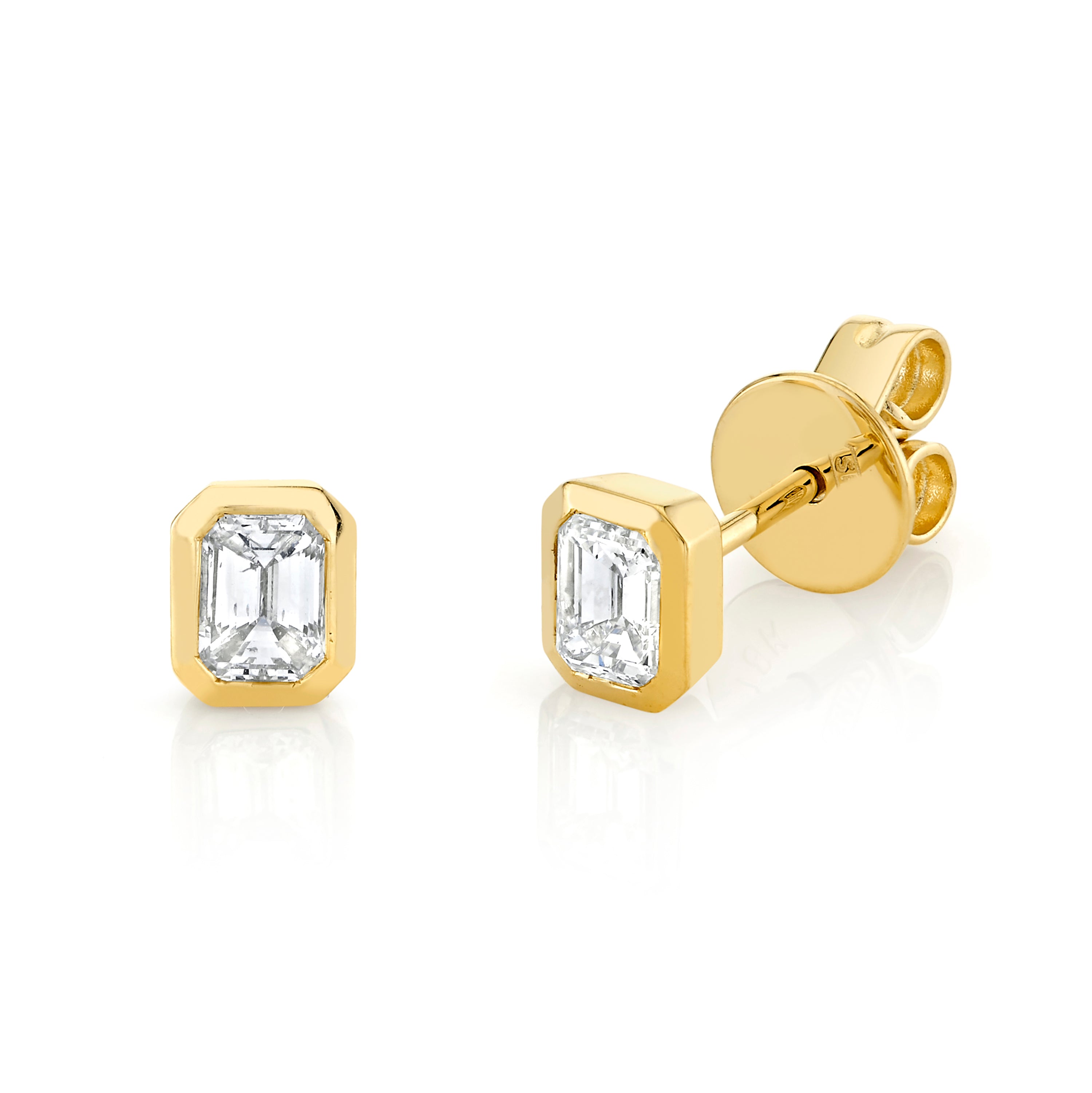 READY TO SHIP DIAMOND EMERALD CUT BEZEL STUDS