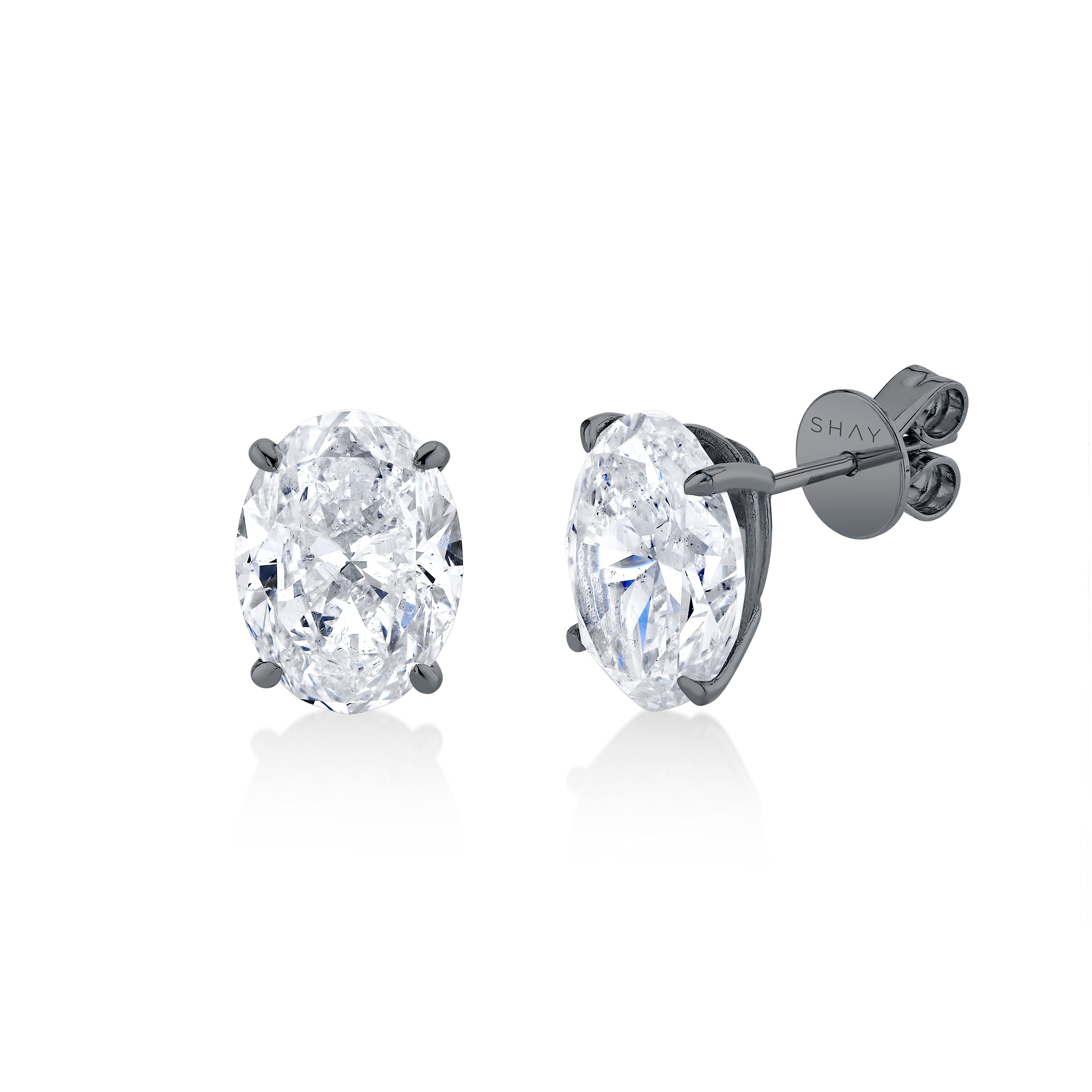 SHAY Grand Diamond Oval Studs, 6ct, 18k gold, additional view 2