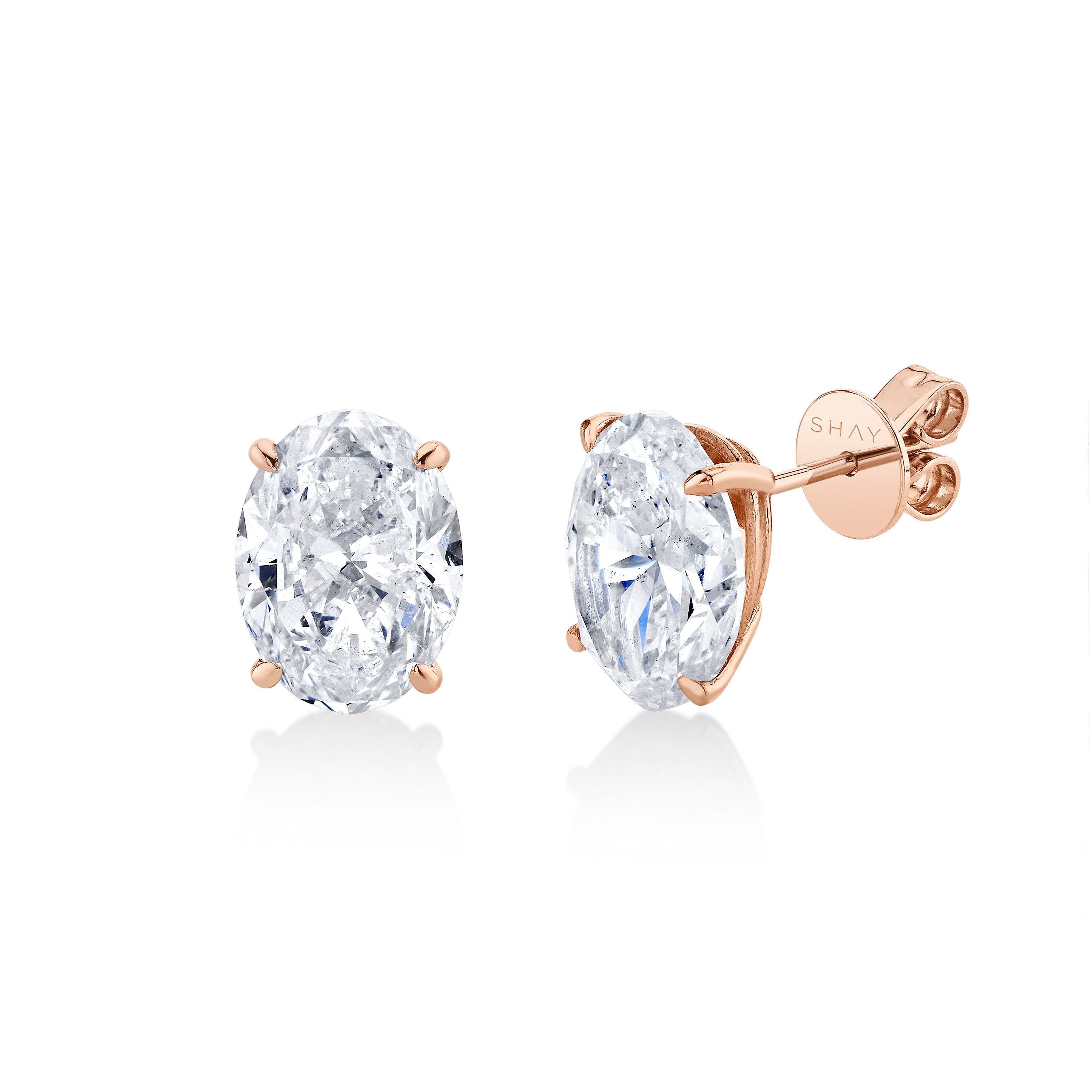 SHAY Grand Diamond Oval Studs, 6ct, 18k gold, additional view