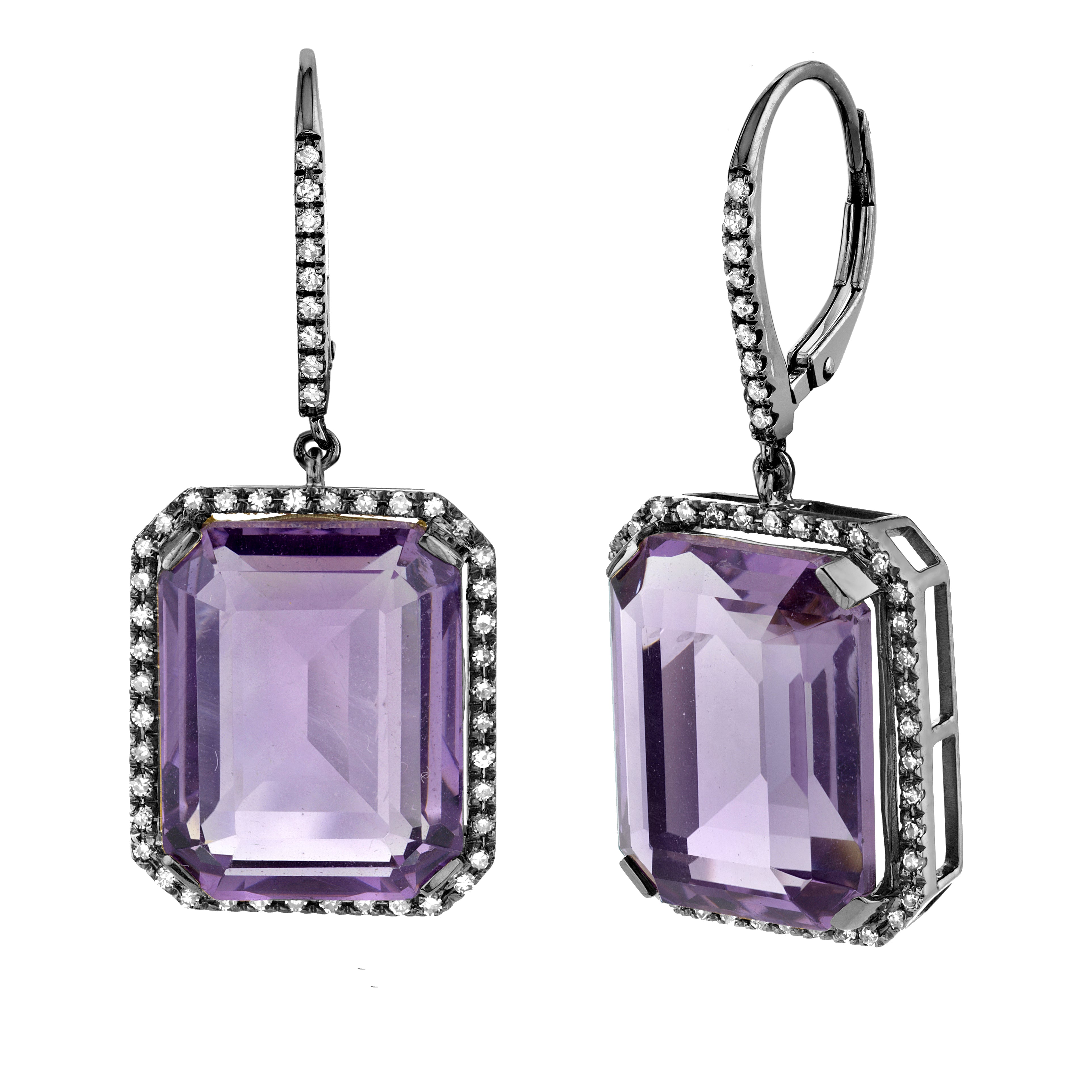 AMETHYST & DIAMOND PORTRAIT EARRINGS