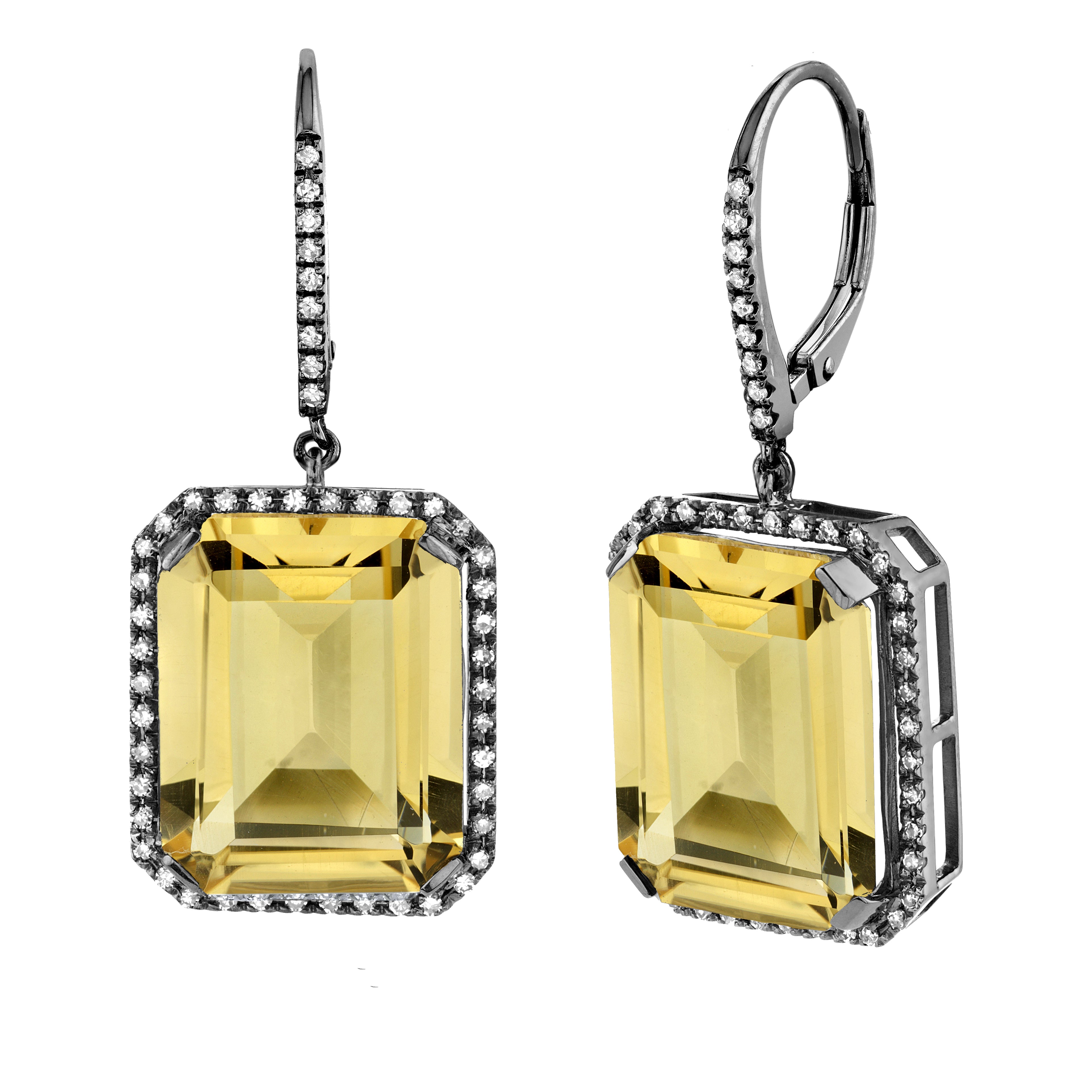 YELLOW TOPAZ & DIAMOND PORTRAIT EARRINGS