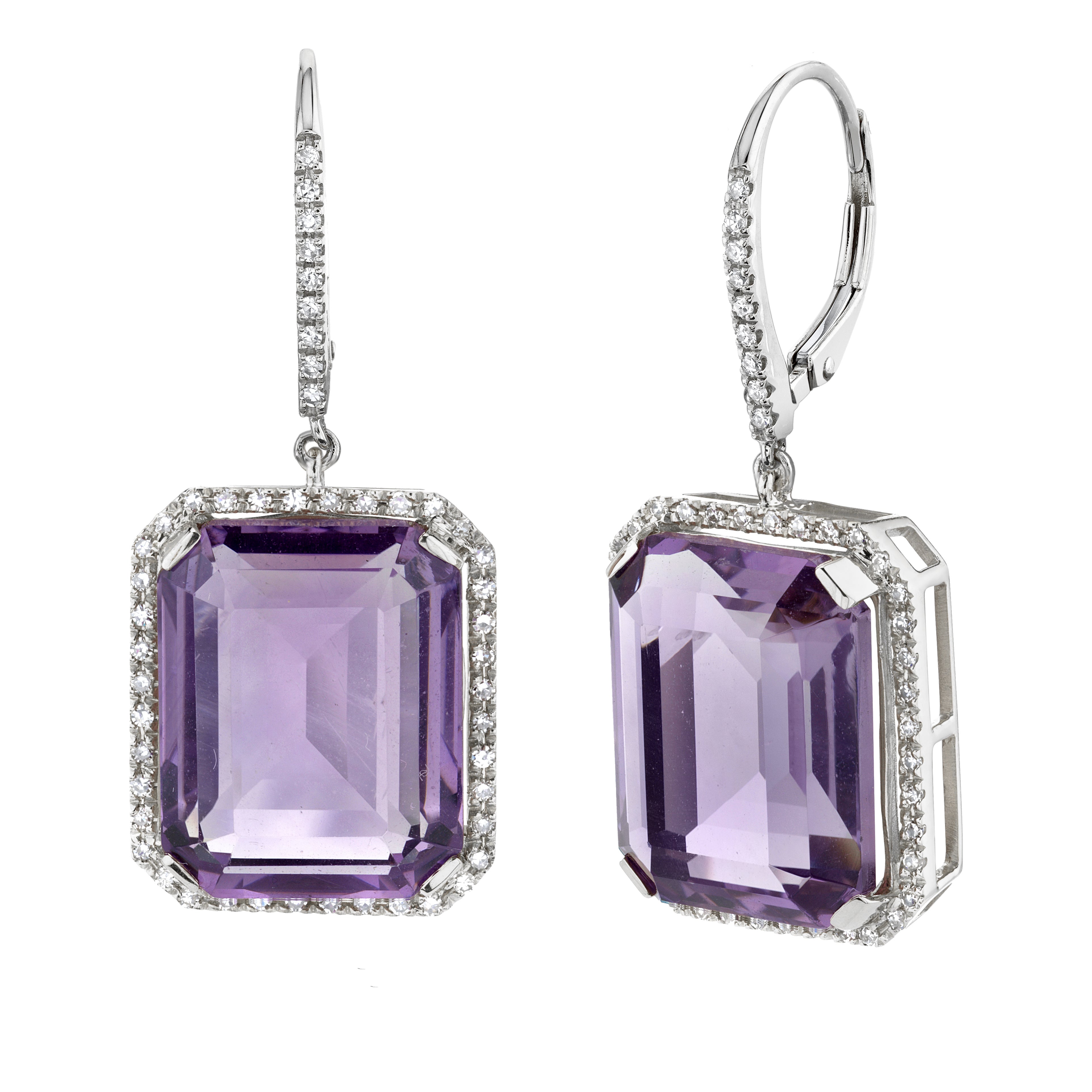 AMETHYST & DIAMOND PORTRAIT EARRINGS
