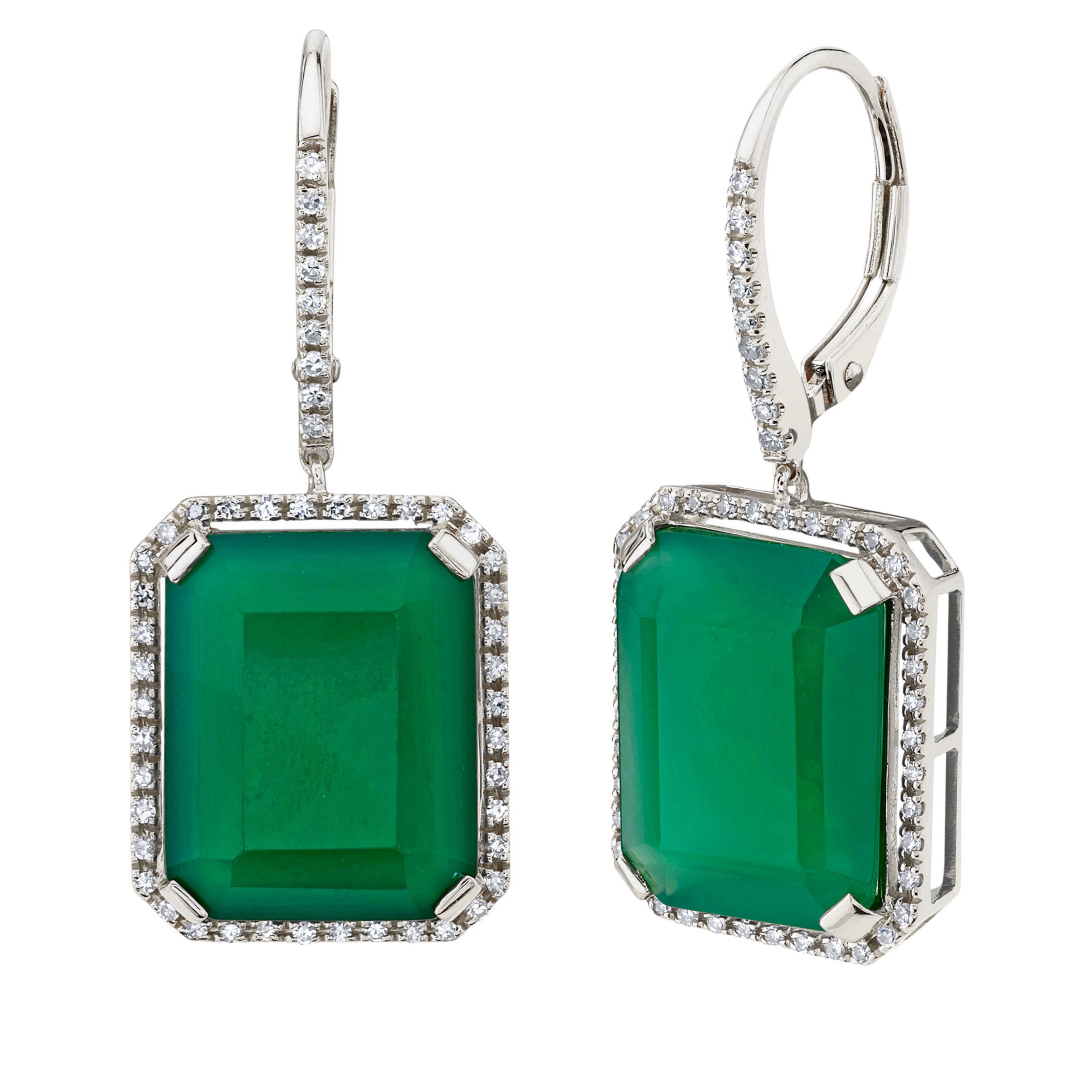 SHAY Green Onyx & Diamond Portrait Earrings, 0.48ct, 18k gold, side view