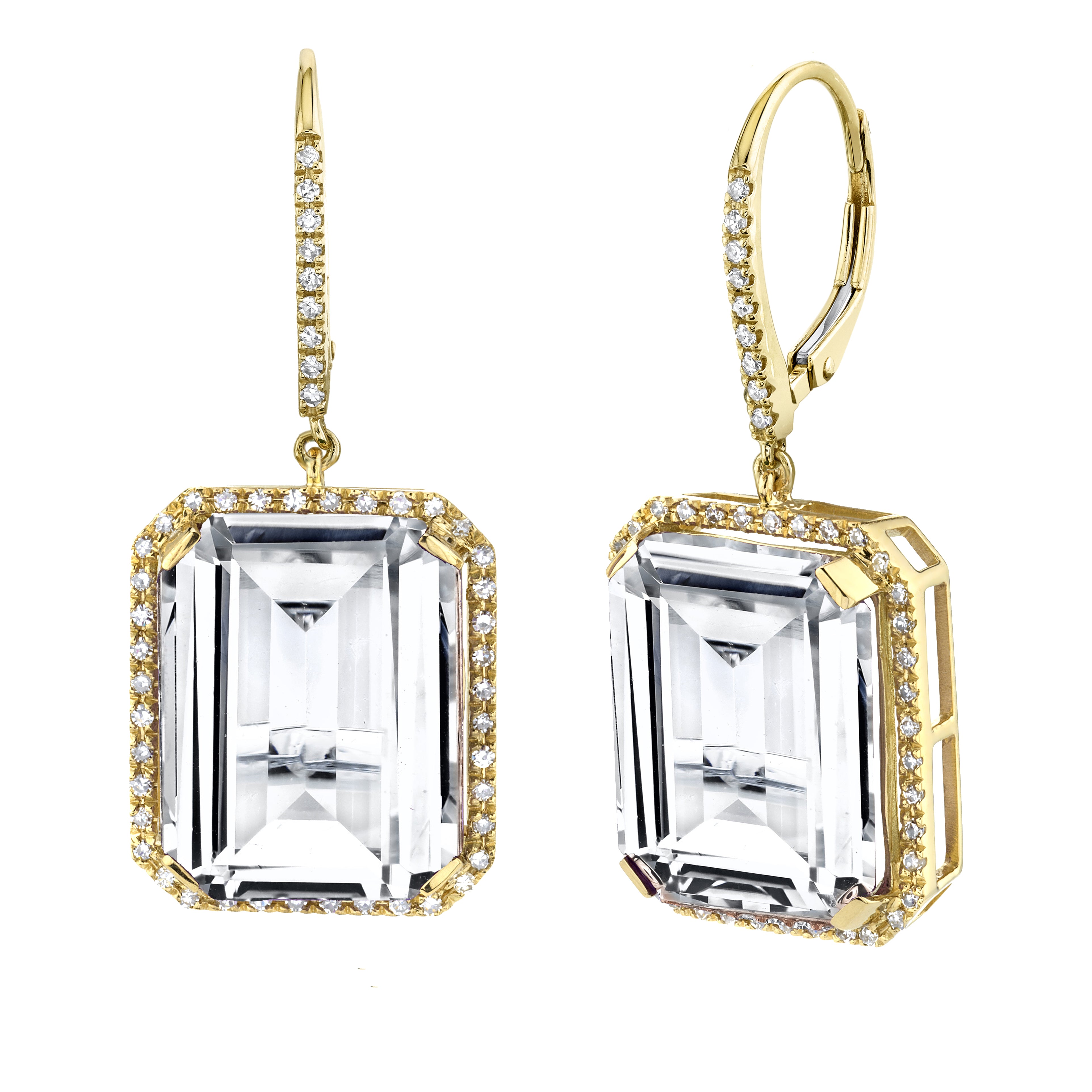 WHITE TOPAZ & DIAMOND PORTRAIT EARRINGS