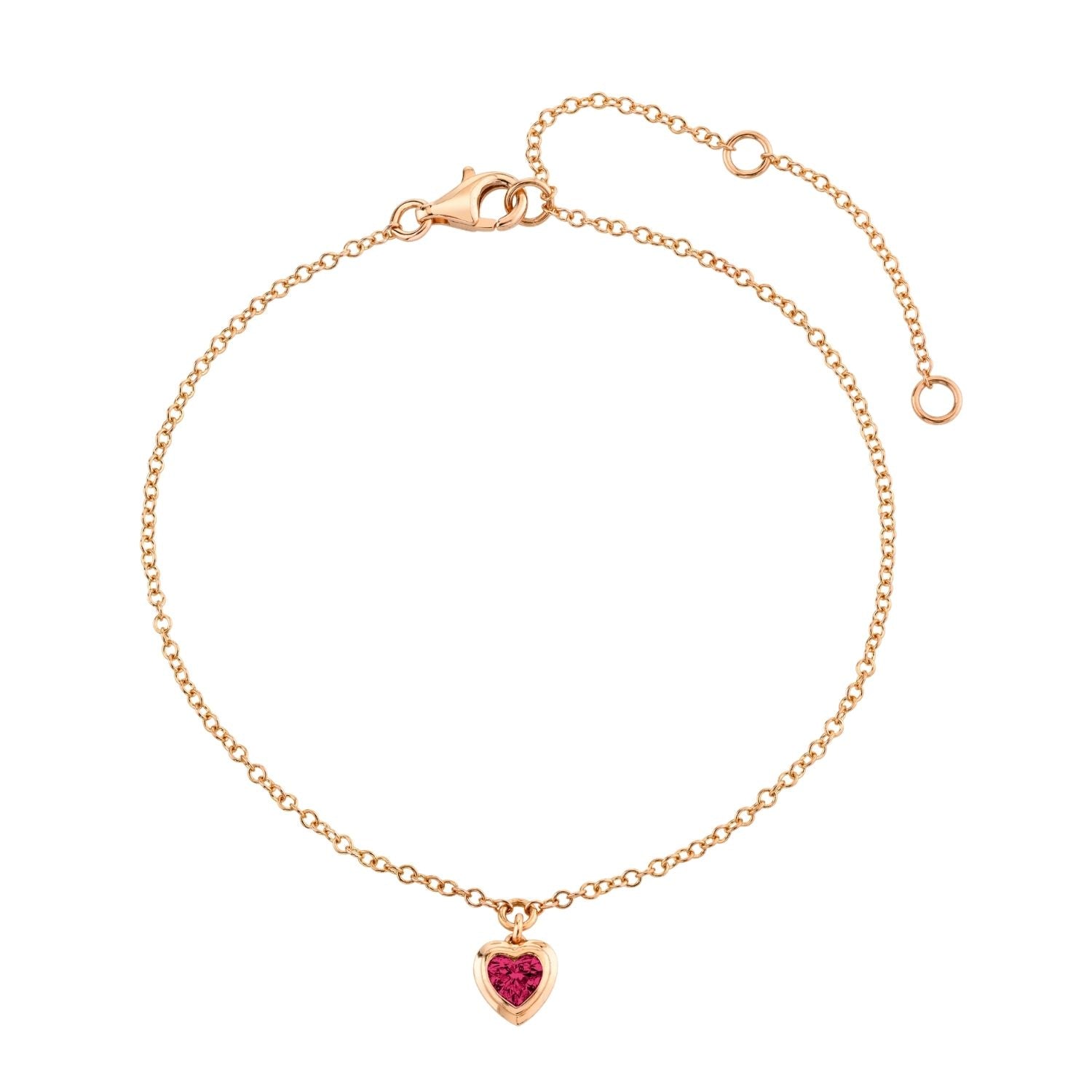 MINI ME RUBY BEZEL HEART DROP ANKLET