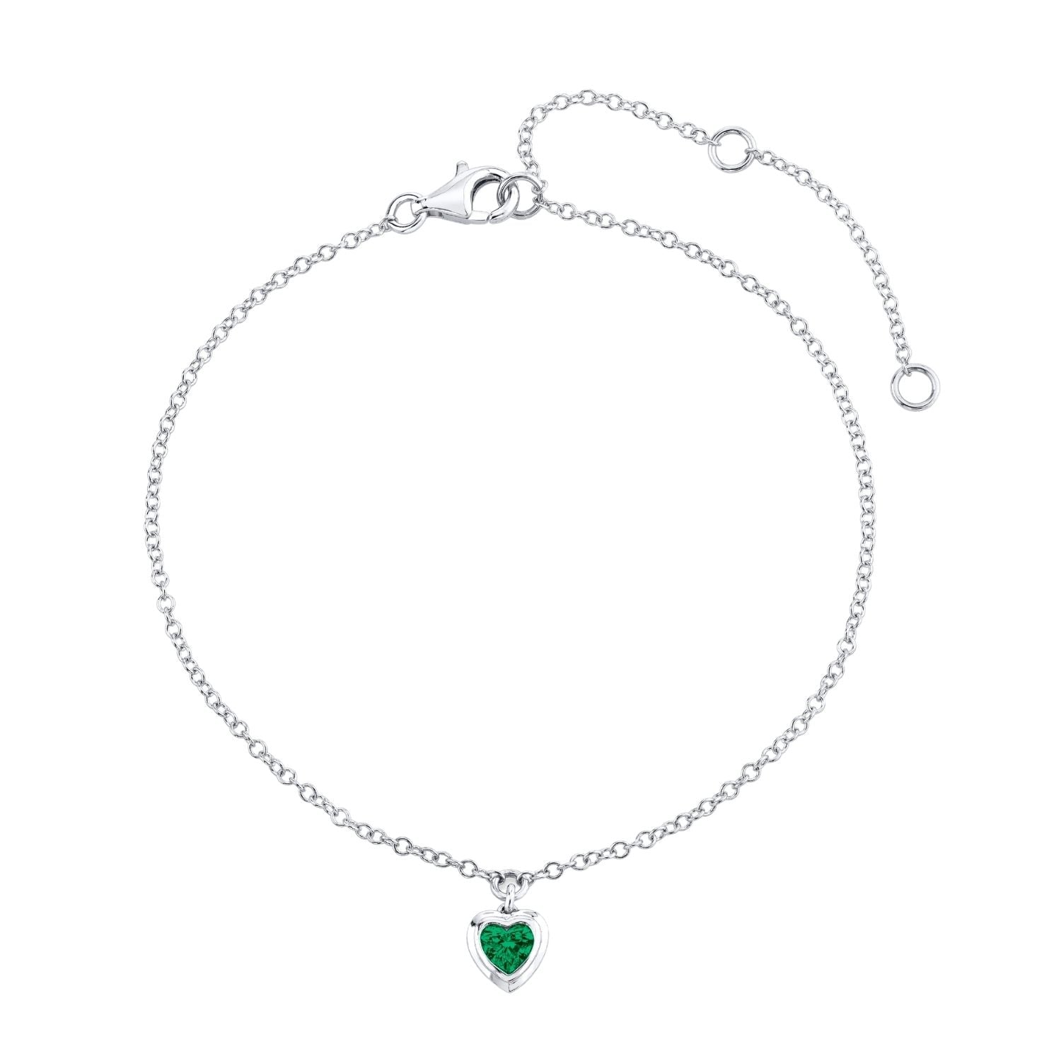 MINI ME EMERALD BEZEL HEART DROP ANKLET