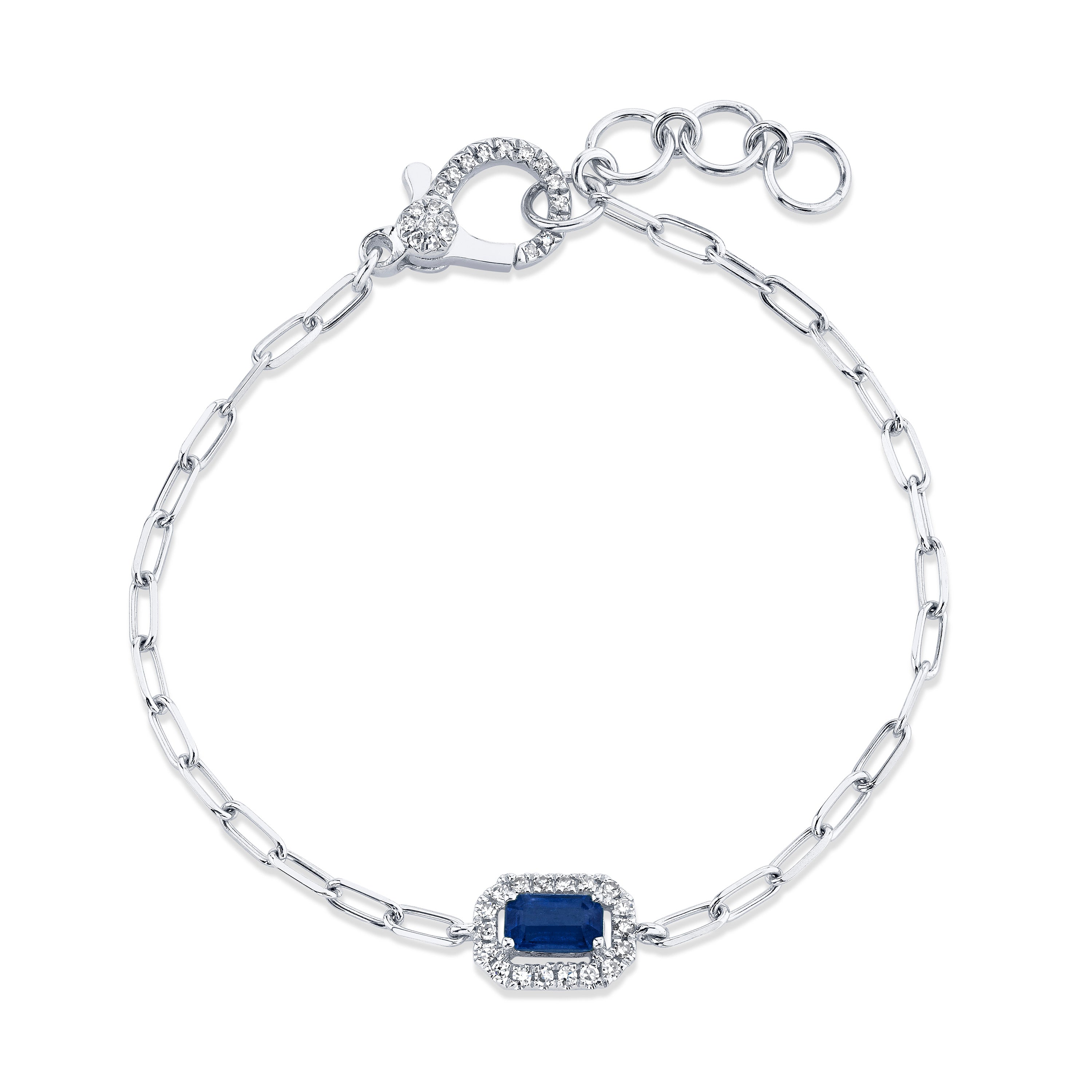MINI ME BLUE SAPPHIRE & DIAMOND HALO DROP BRACELET