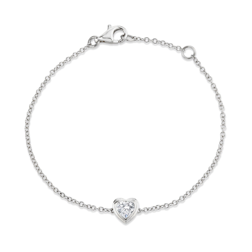 Mini Heart Bracelet with .004TW of Diamonds in Silver