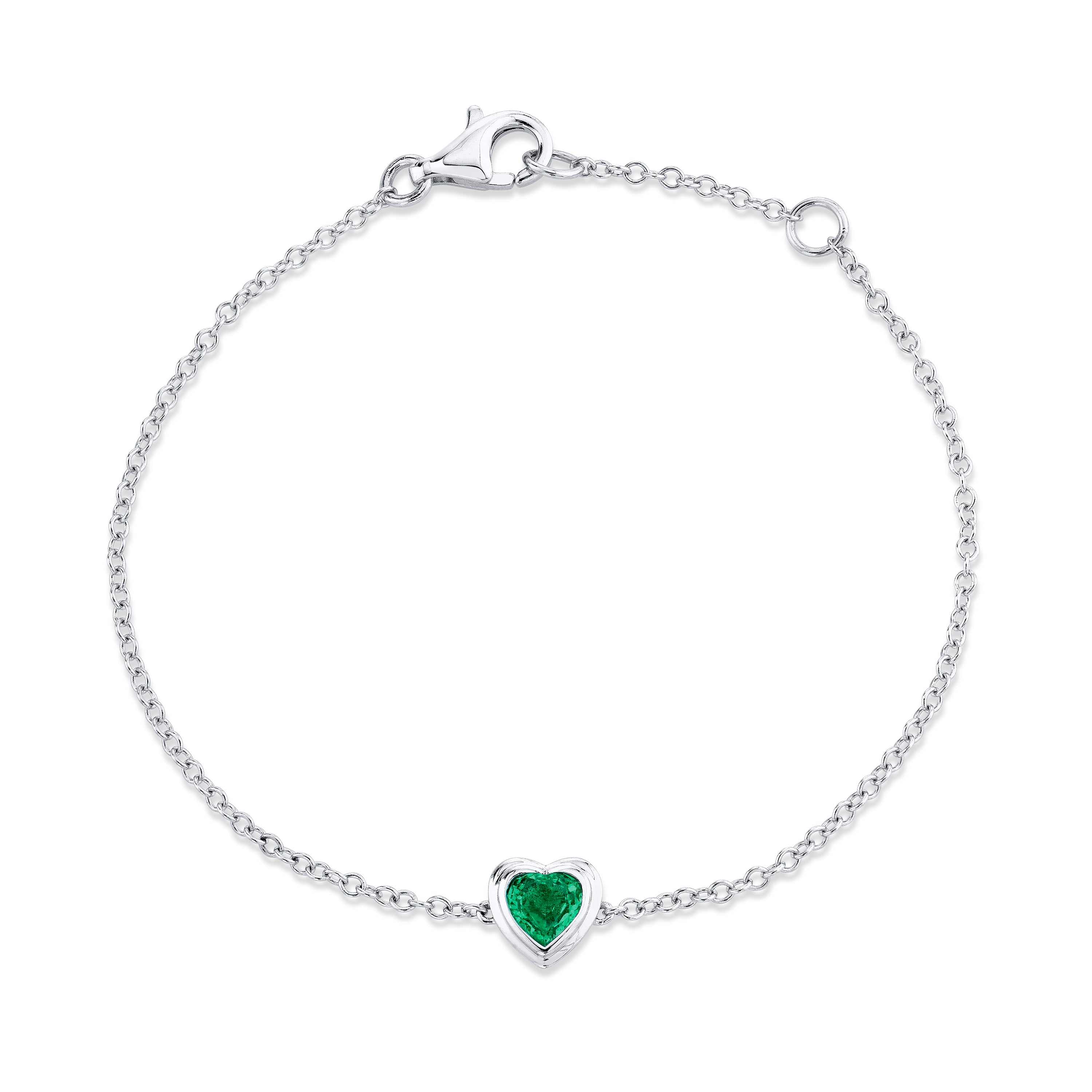 MINI ME EMERALD BEZEL HEART BRACELET