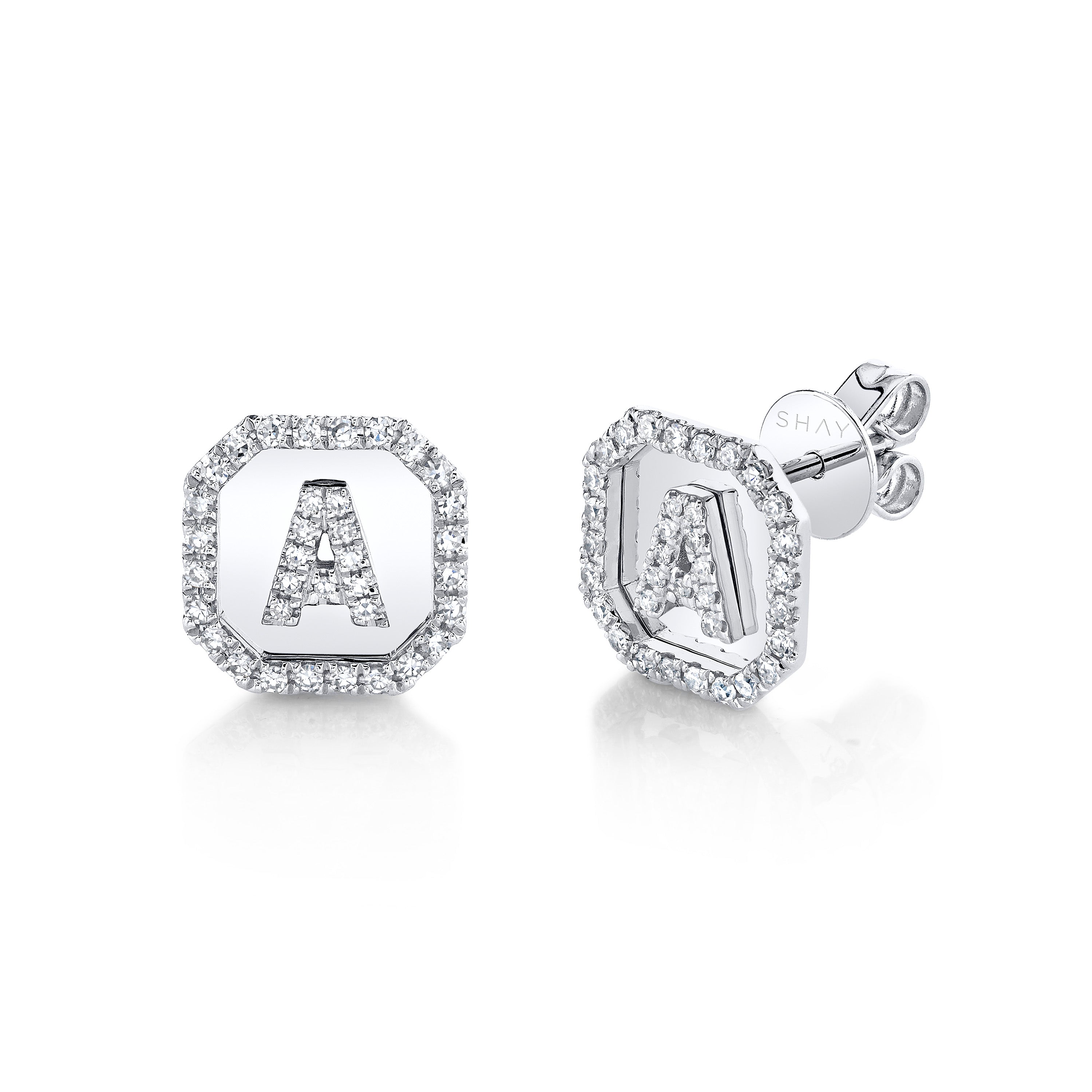 MINI ME DIAMOND PAVE INITIAL NAMEPLATE STUDS