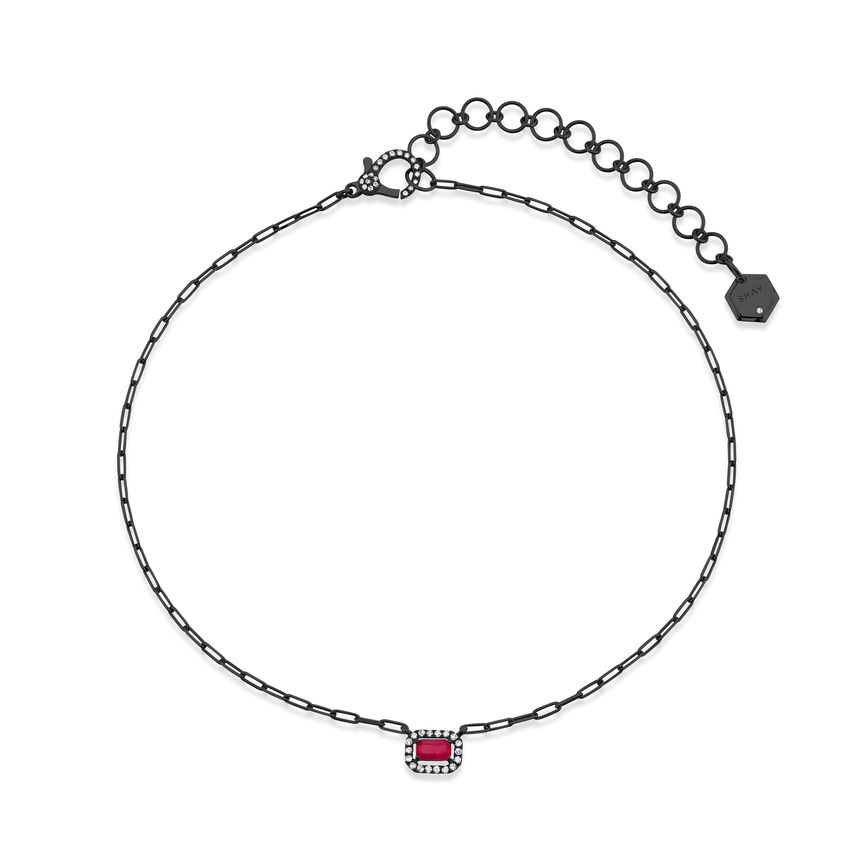 MINI ME DIAMOND & RUBY HALO DROP NECKLACE