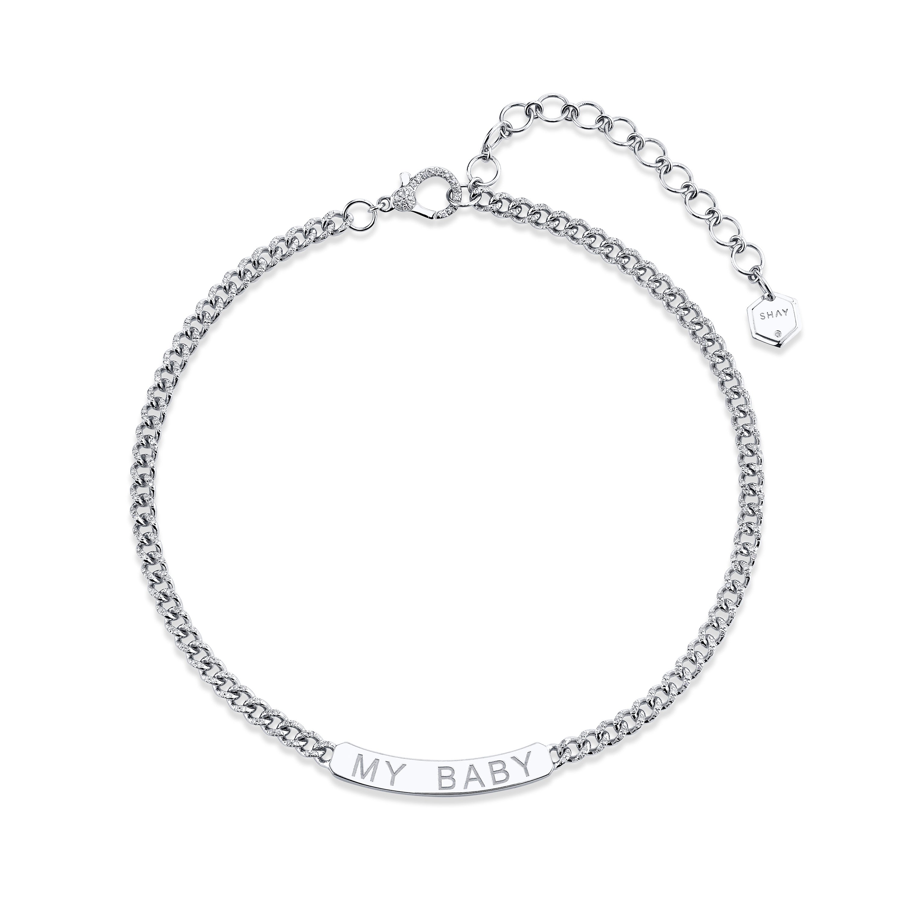 MINI ME DIAMOND PAVE CUSTOM ID BAR NAMEPLATE NECKLACE