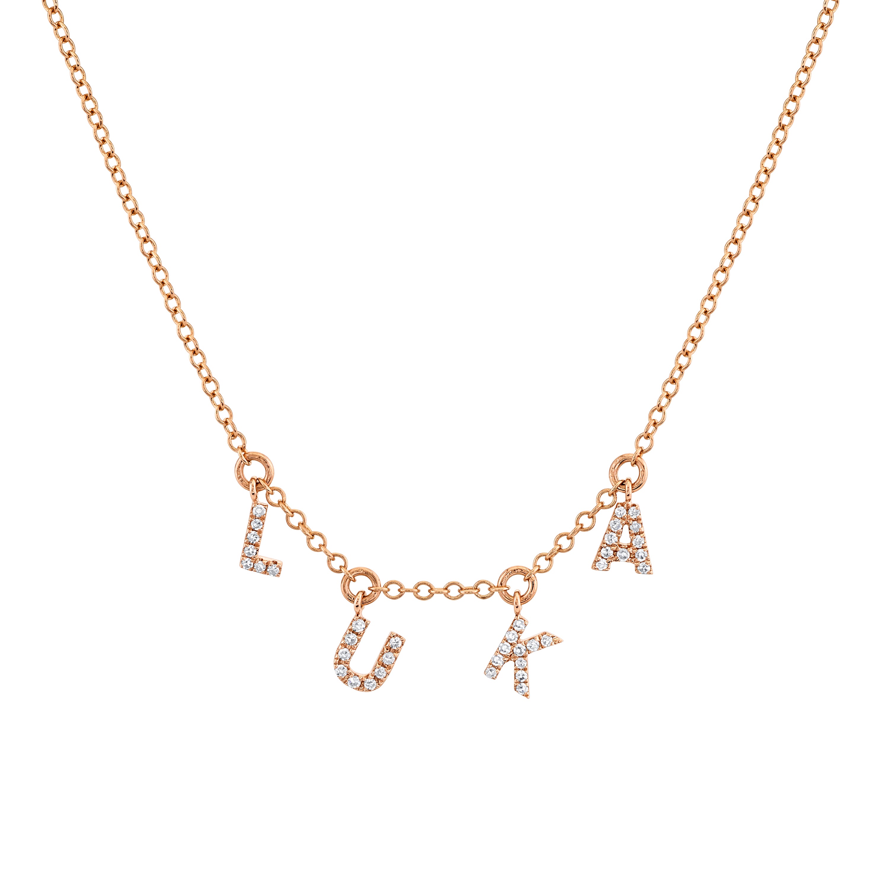 MINI ME DIAMOND PAVE "NAME" DANGLE DROP NECKLACE