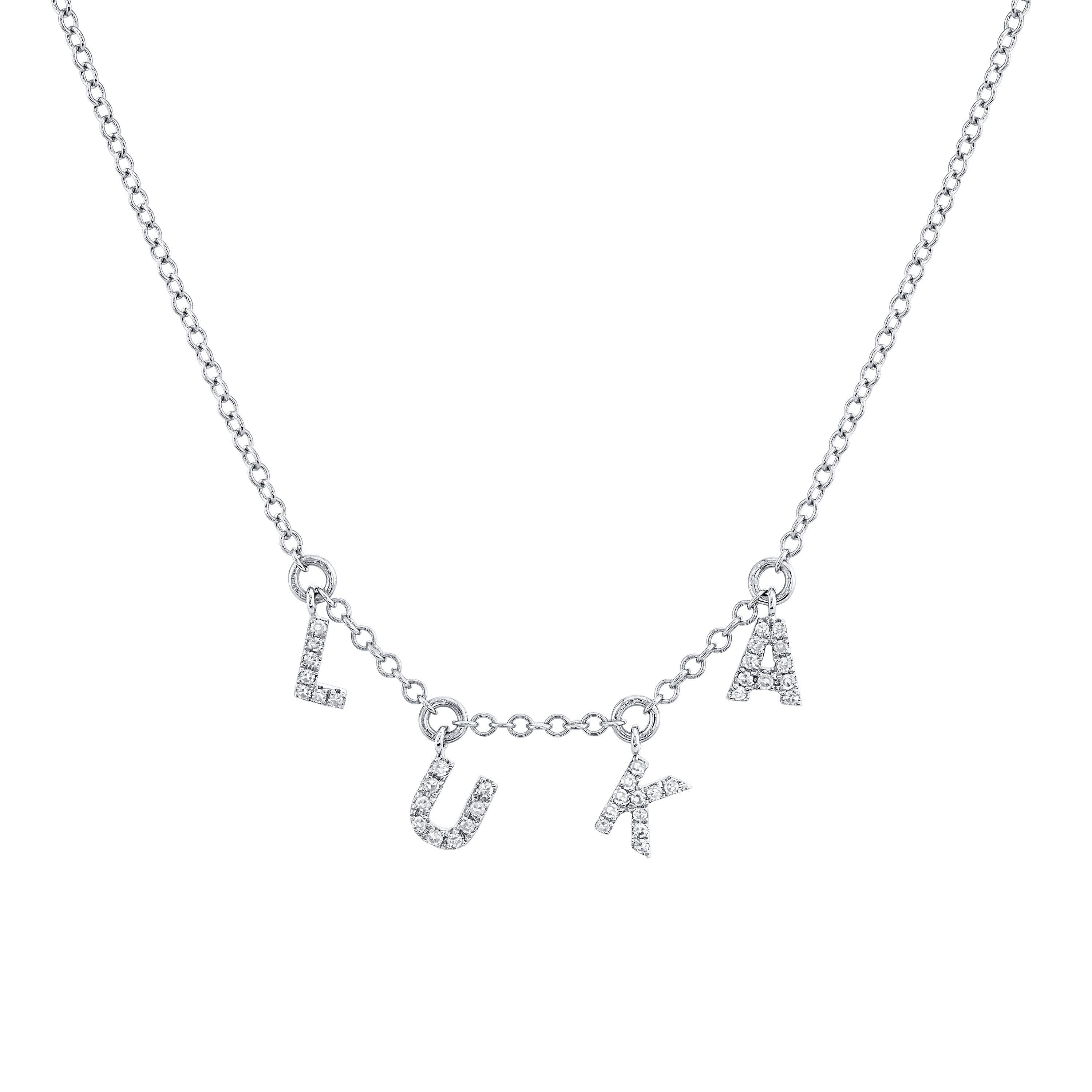 MINI ME DIAMOND PAVE "NAME" DANGLE DROP NECKLACE