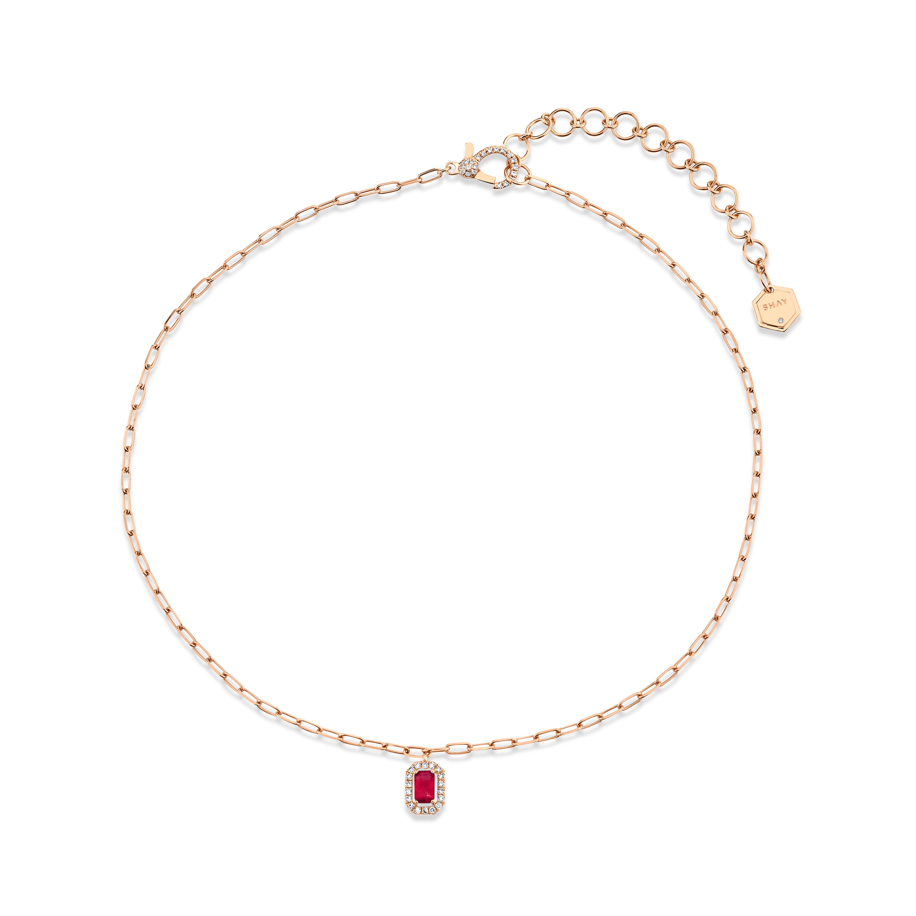 MINI ME DIAMOND & RUBY HALO DROP PENDANT