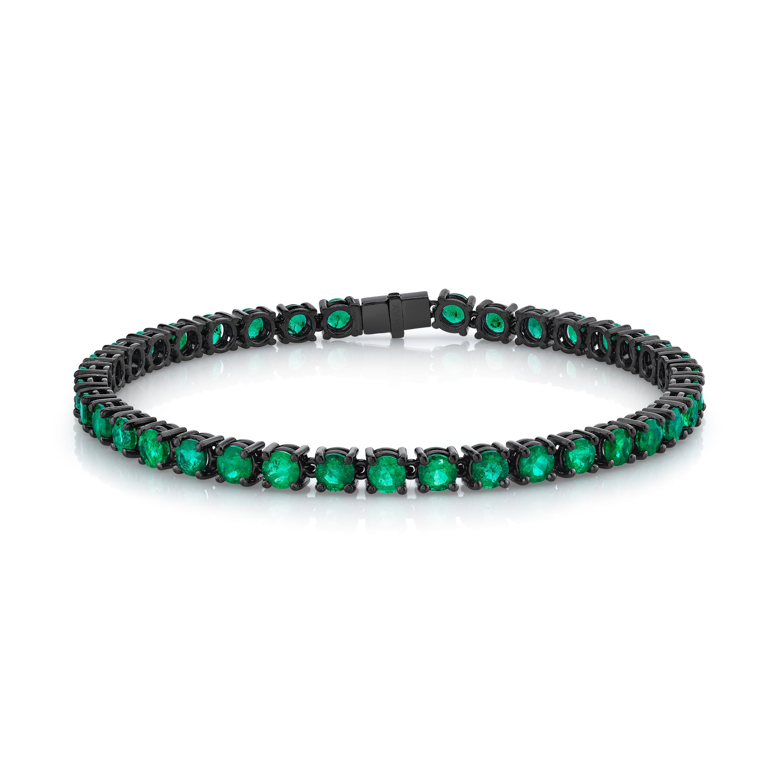 READY TO SHIP MEN'S ROUND EMERALD TENNIS BRACELET