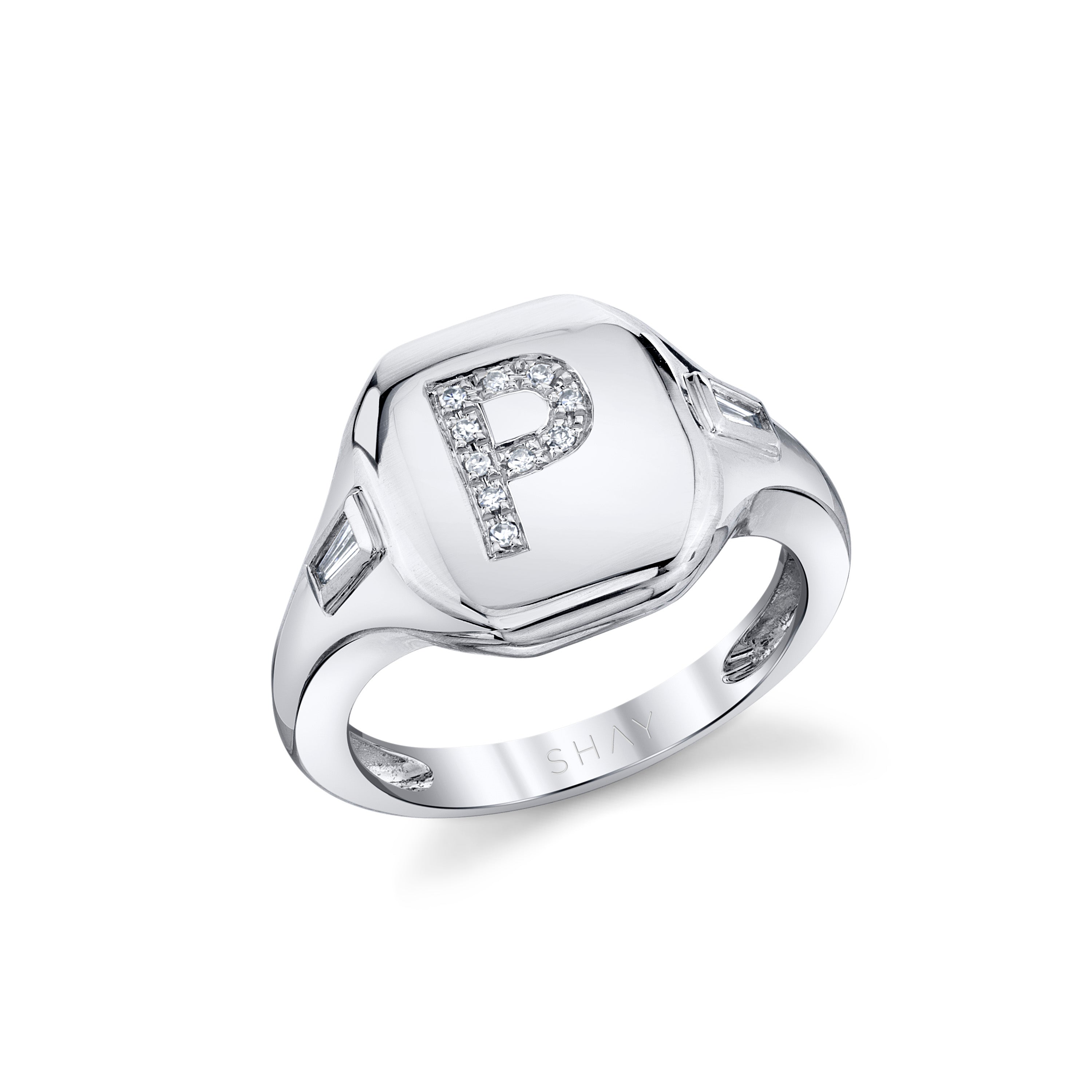 READY TO SHIP DIAMOND INITIAL PINKY RING