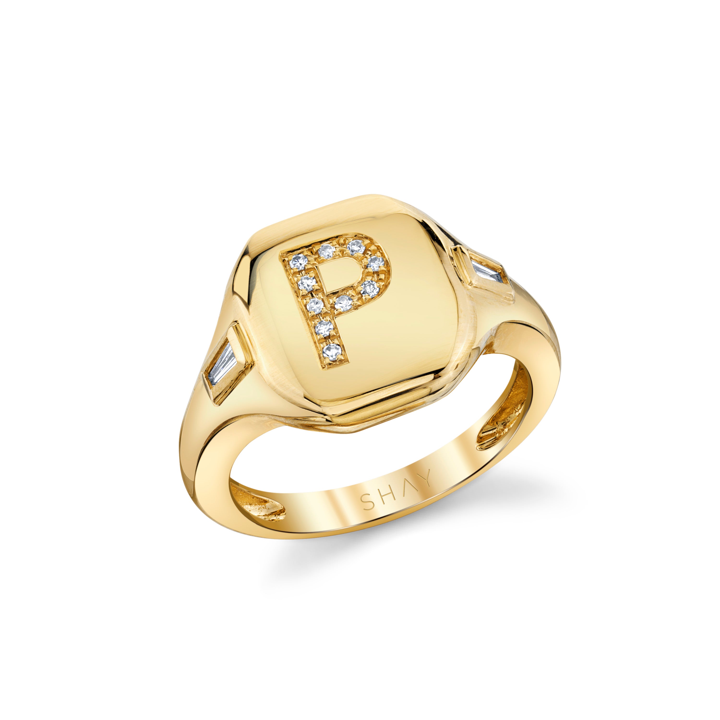 READY TO SHIP DIAMOND INITIAL PINKY RING
