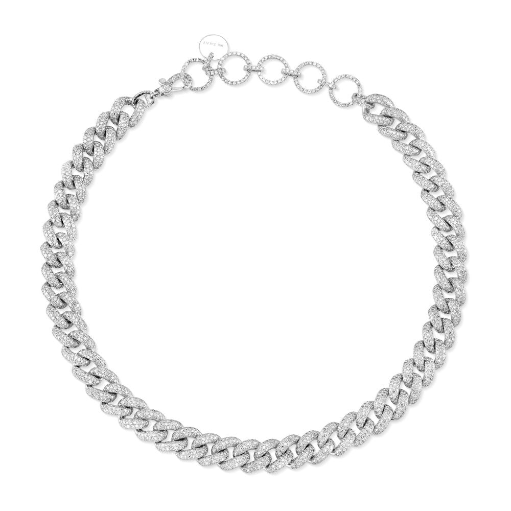 SHAY Ready to Ship Diamond Pave Essential Link Necklace, 18k gold, detail view