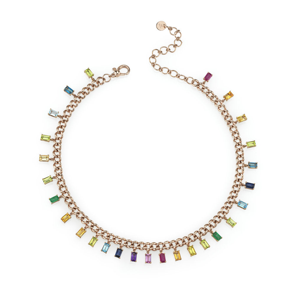 Rainbow baguette deals necklace